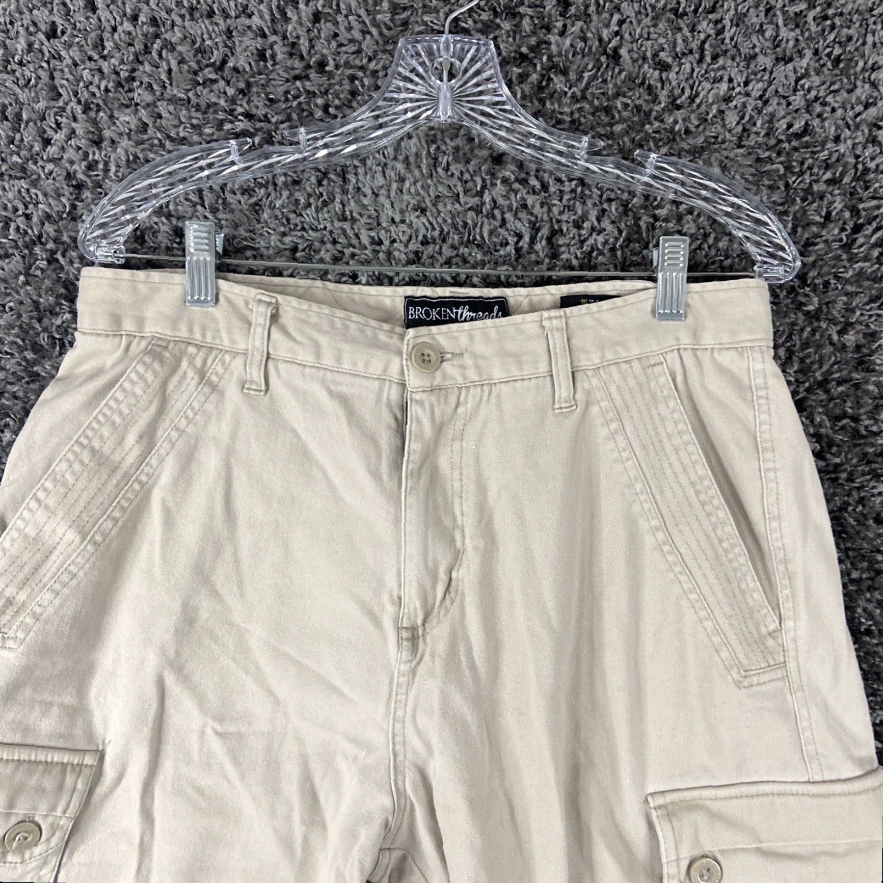 Vintage BROKEN THREAD Cargo Shorts Regular Fit Beige Men's 32 Size US 32 / EU 48 - 4 Thumbnail