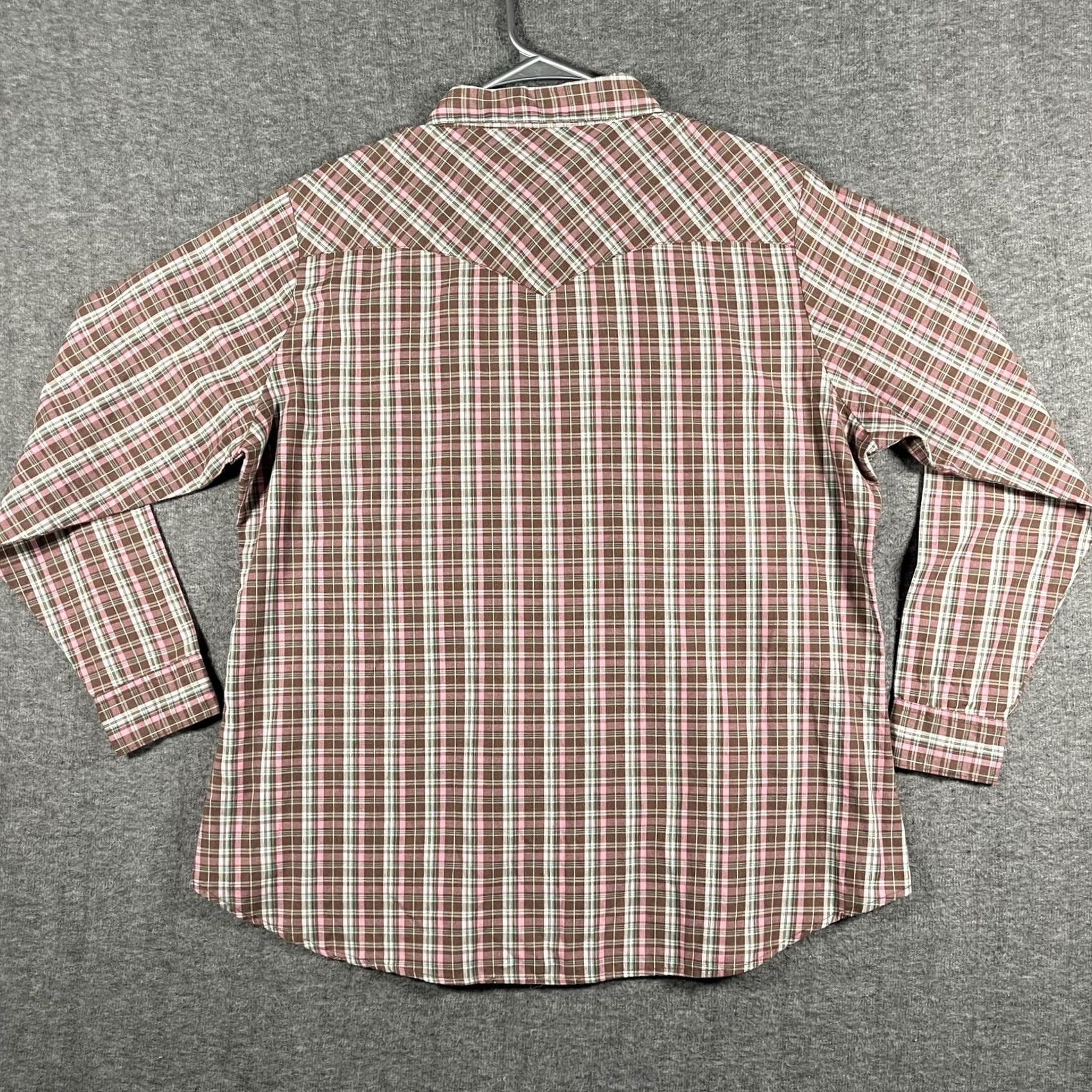 Wrangler VINTAGE Wrangler Shirt Womens 2XL Brown Pink Plaid Western Pearl Snap Long Sleeve Cowboy Size XXL / US 16-18 / IT 52-54 - 3 Thumbnail