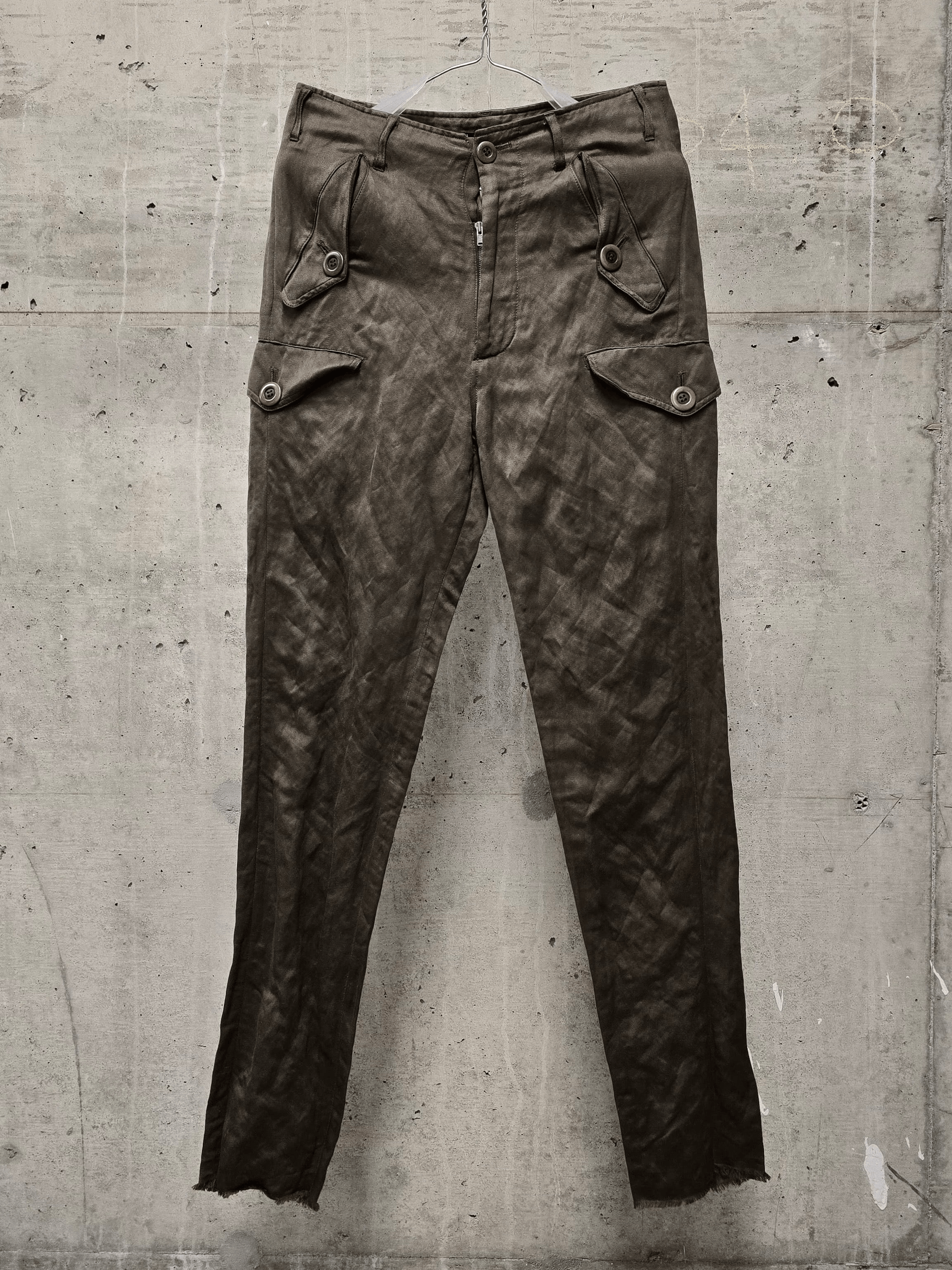 Julius Julius_7 Khaki Rayon Military Cargo Pants Size US 28 / EU 44 - 1 Thumbnail