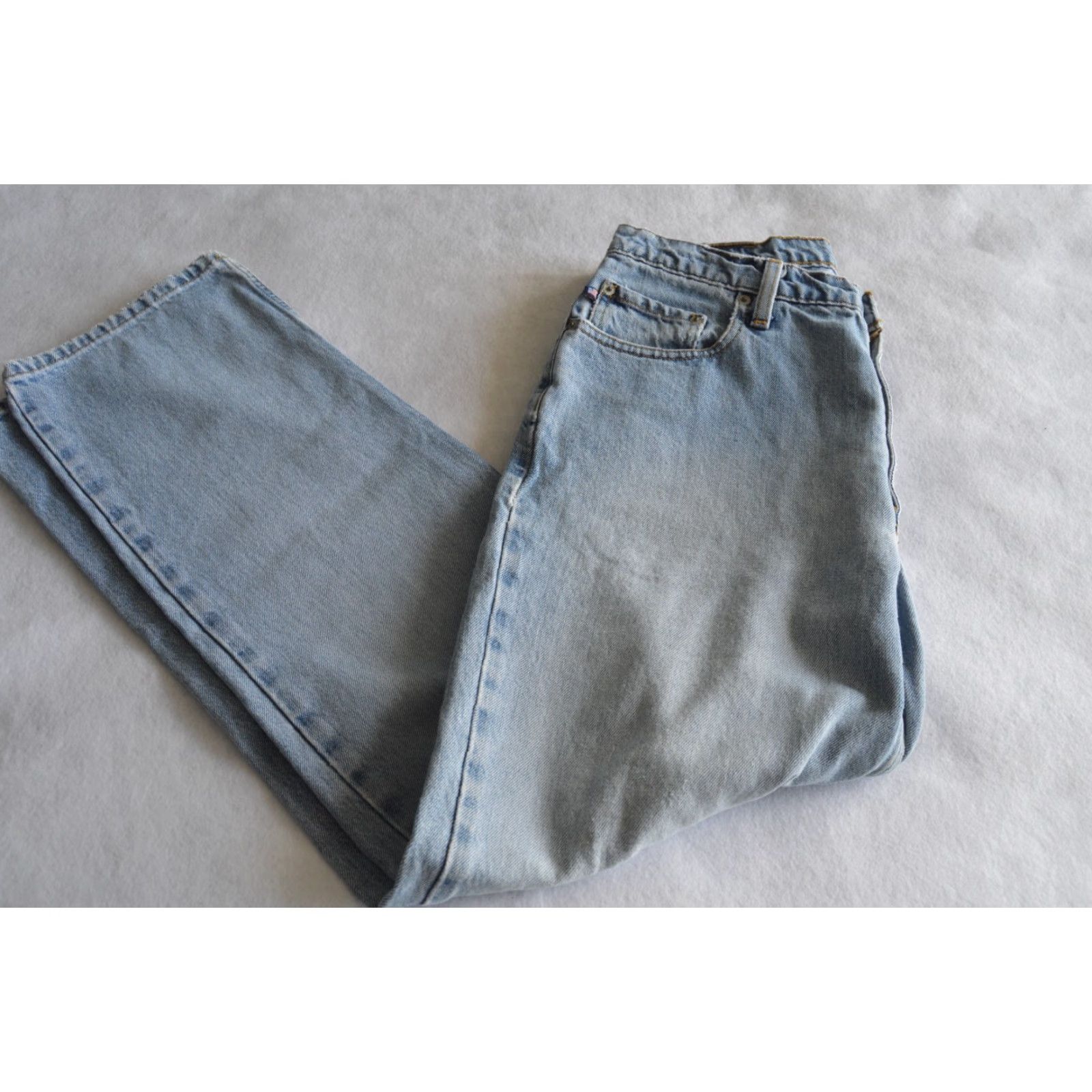 Polo Ralph Lauren VINTAGE Ralph Lauren Polo Jeans Classic Fit Men's 34 x 30 Denim Blue Distressed 5-Pocket Belt Loops Zipper Leather Patch Logo Jeans Men Size US S / EU 44-46 / 1 - 4 Thumbnail