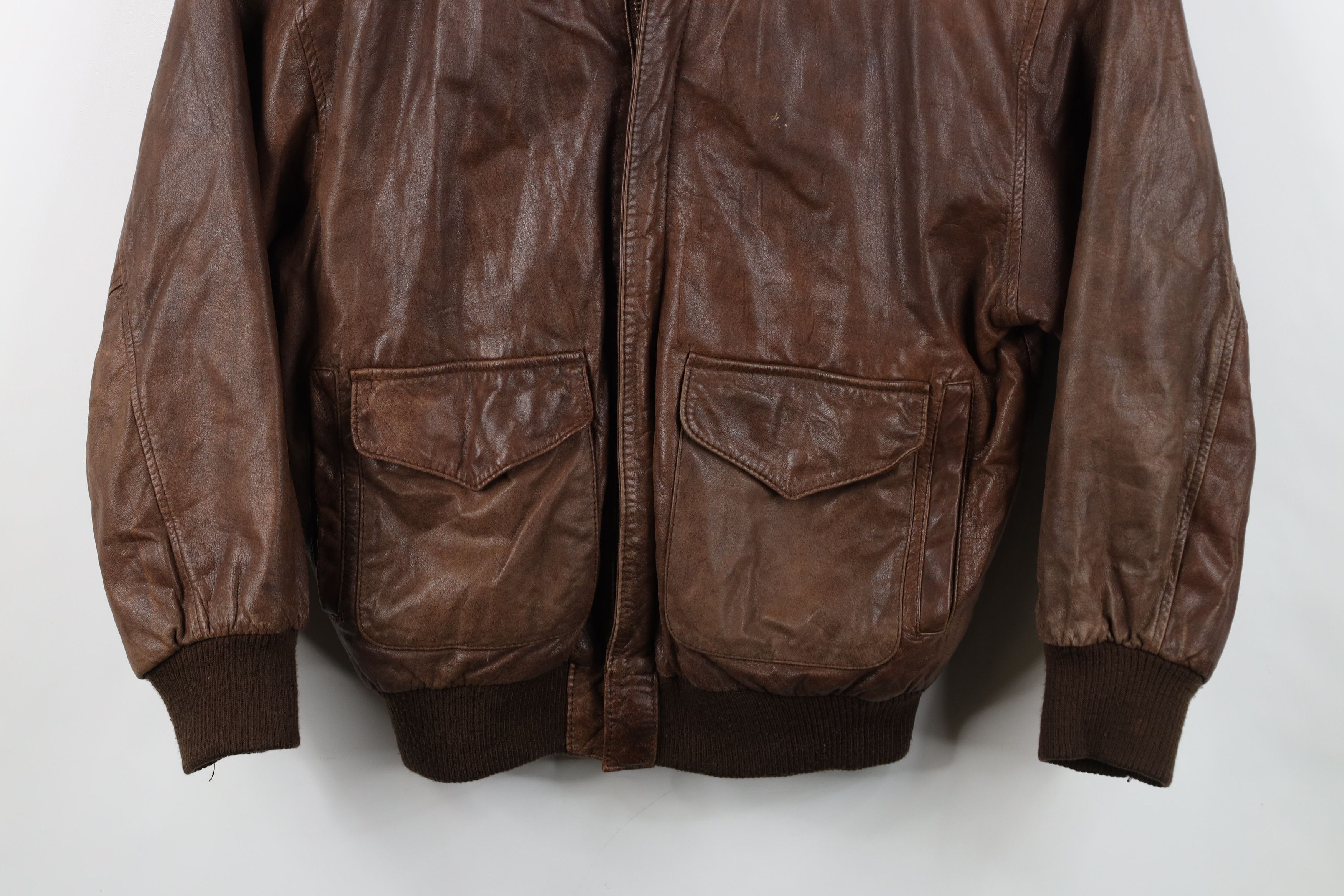 Vintage Vintage 90s Streetwear Leather Flight Bomber Jacket Size US M / EU 48-50 / 2 - 3 Thumbnail