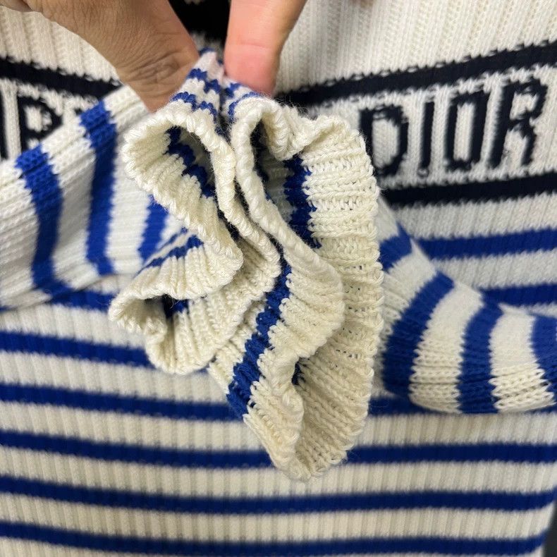Dior Dior White and blue striped five-pointed star knitted long Size XS / US 0-2 / IT 36-38 - 4 Thumbnail