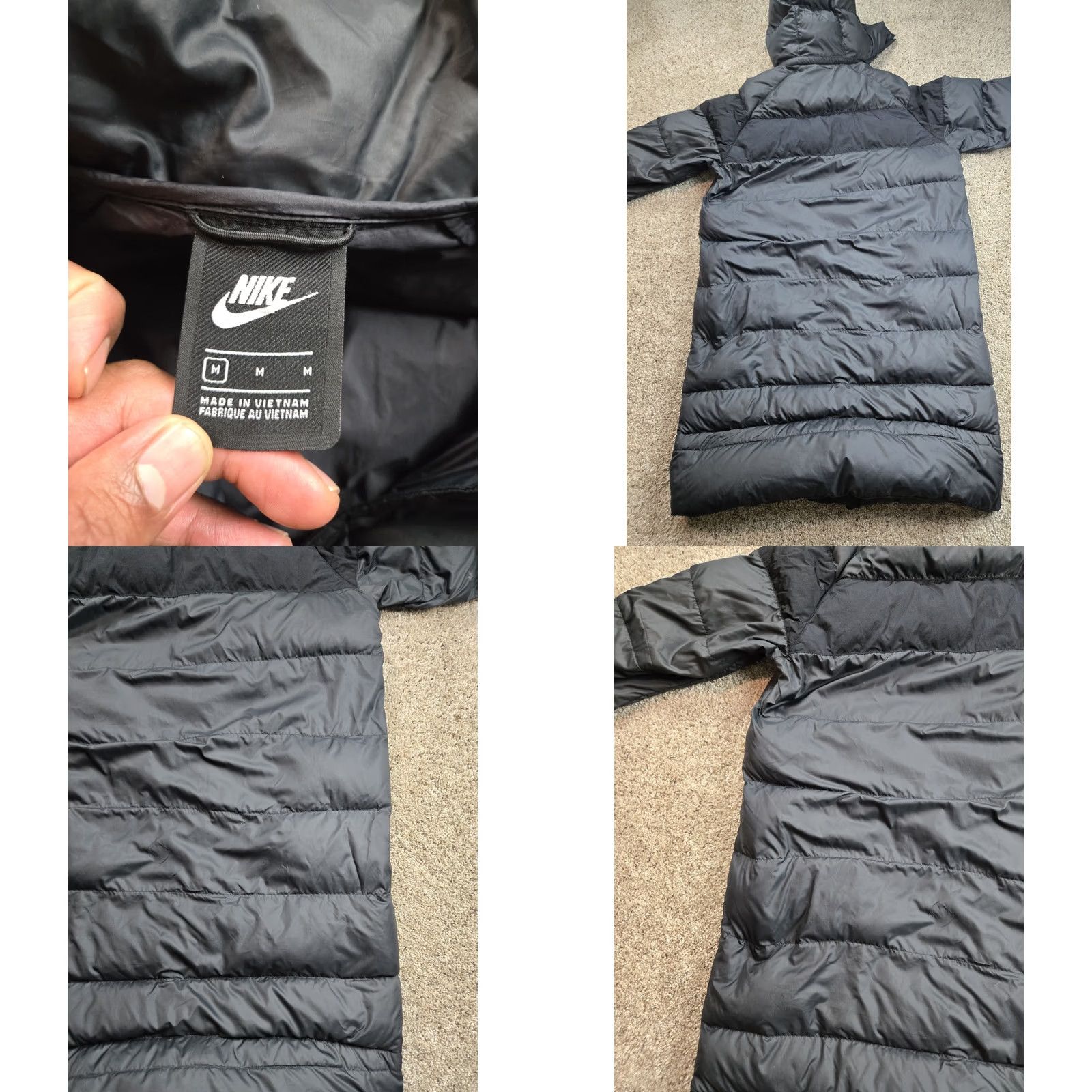 Nike Nike Down Puffer Parka Jacket Womens Medium Black Long Zip Hooded Pockets Size M / US 6-8 / IT 42-44 - 8 Thumbnail