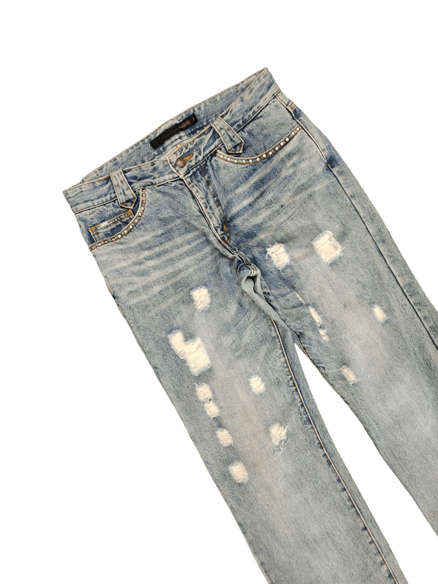 Hysteric Glamour × Undercover Schlussel Distress Faded Studded Denim Pants Size US 32 / EU 48 - 6 Thumbnail