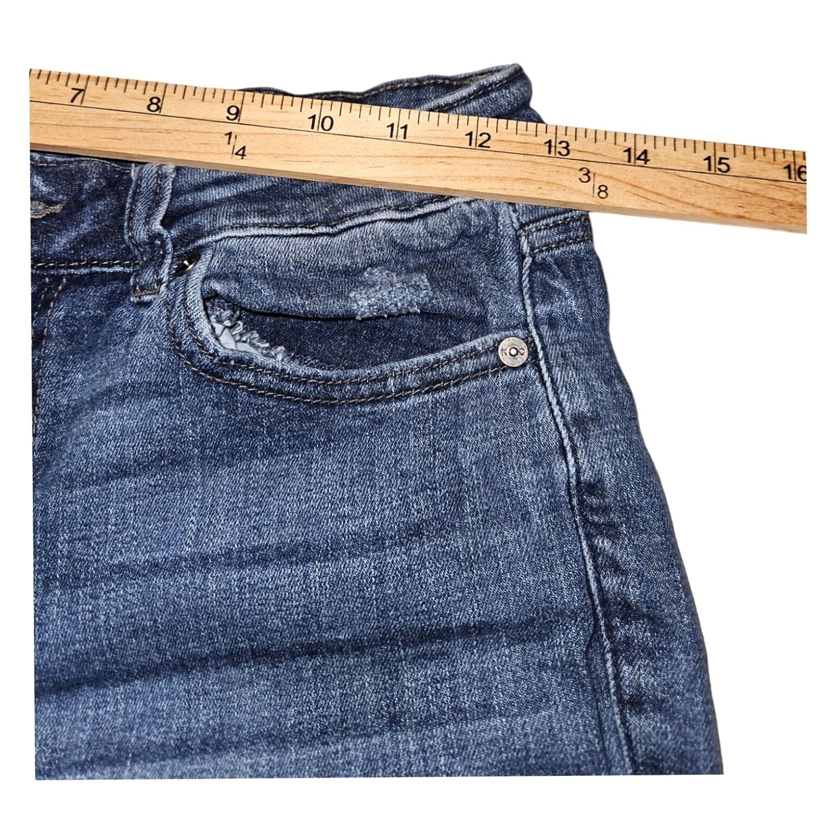 Vintage Kancan Jeans 7/27 Mid-Rise Ankle Slit 5-Pocket Denim Blue Juniors 26 in Cotton Spandex Womens Jeans KC8558M Size 28" / US 6 / IT 42 - 4 Thumbnail