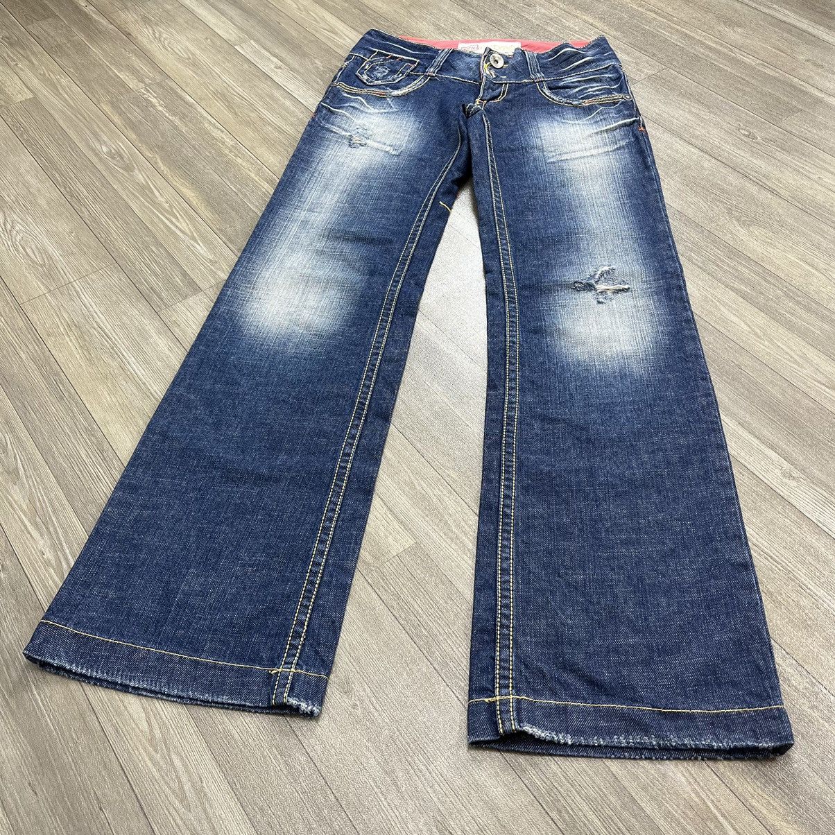 If Six Was Nine × Japanese Brand × Le Grande Bleu (L.G.B.) RedPepper Embroidered Distressed Flared Denim Jeans Bootcut Size 26" / US 2 / IT 38 - 2 Thumbnail