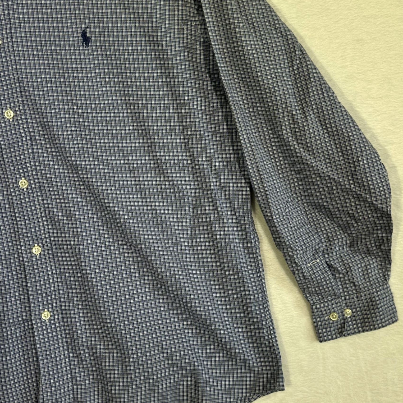 Ralph Lauren VINTAGE Ralph Lauren Shirt Mens 16 34/35 Yarmouth Button Down Long Sleeve Plaid Blue 100% Cotton Classic Dress Shirt Mens Boys Womens Size US L / EU 52-54 / 3 - 6 Thumbnail