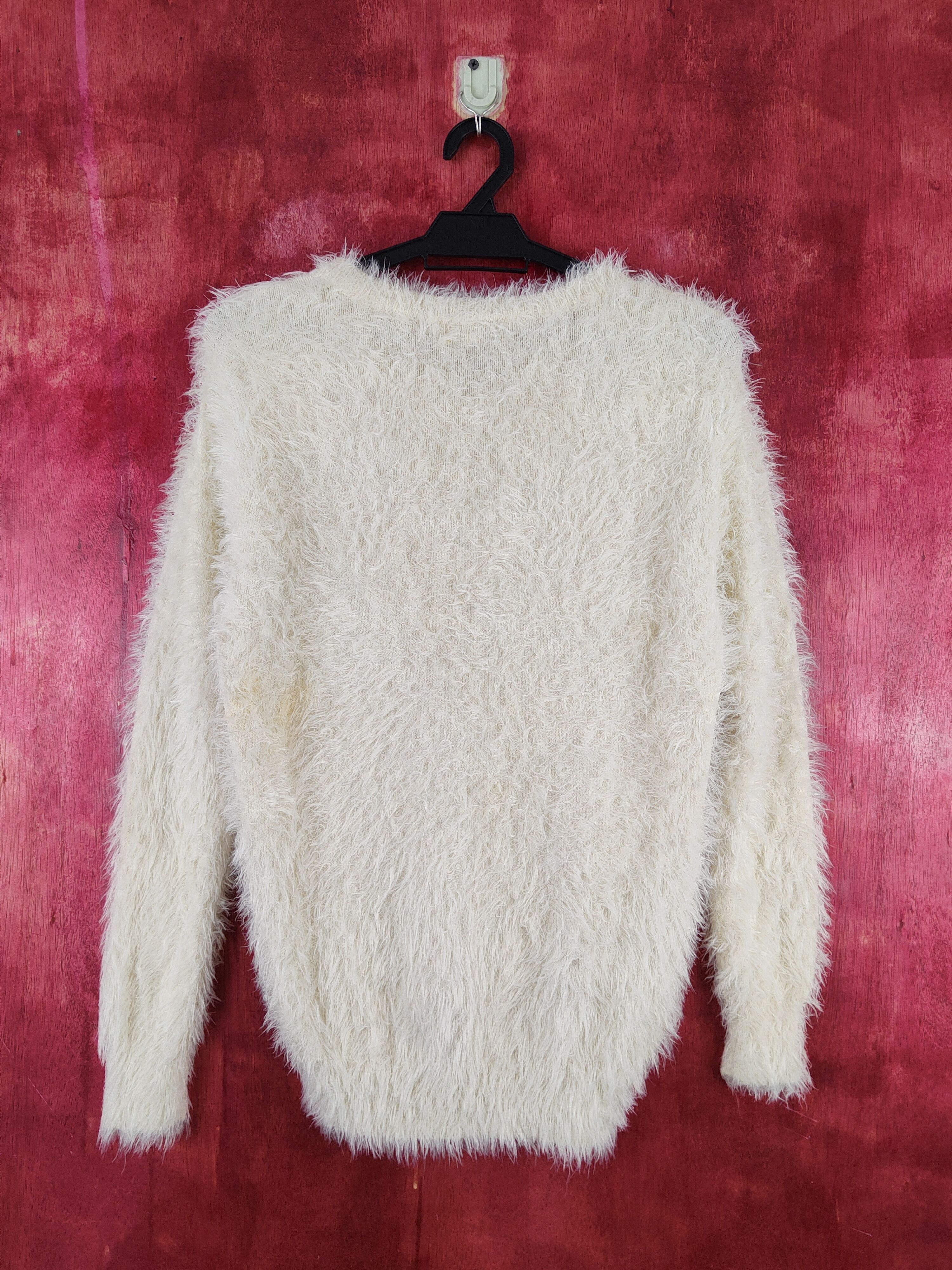 Homespun Knitwear Michel Klein Cream Shag Shaggy Fur Mohair Knitwear #S2007 Size S / US 4 / IT 40 - 7 Thumbnail