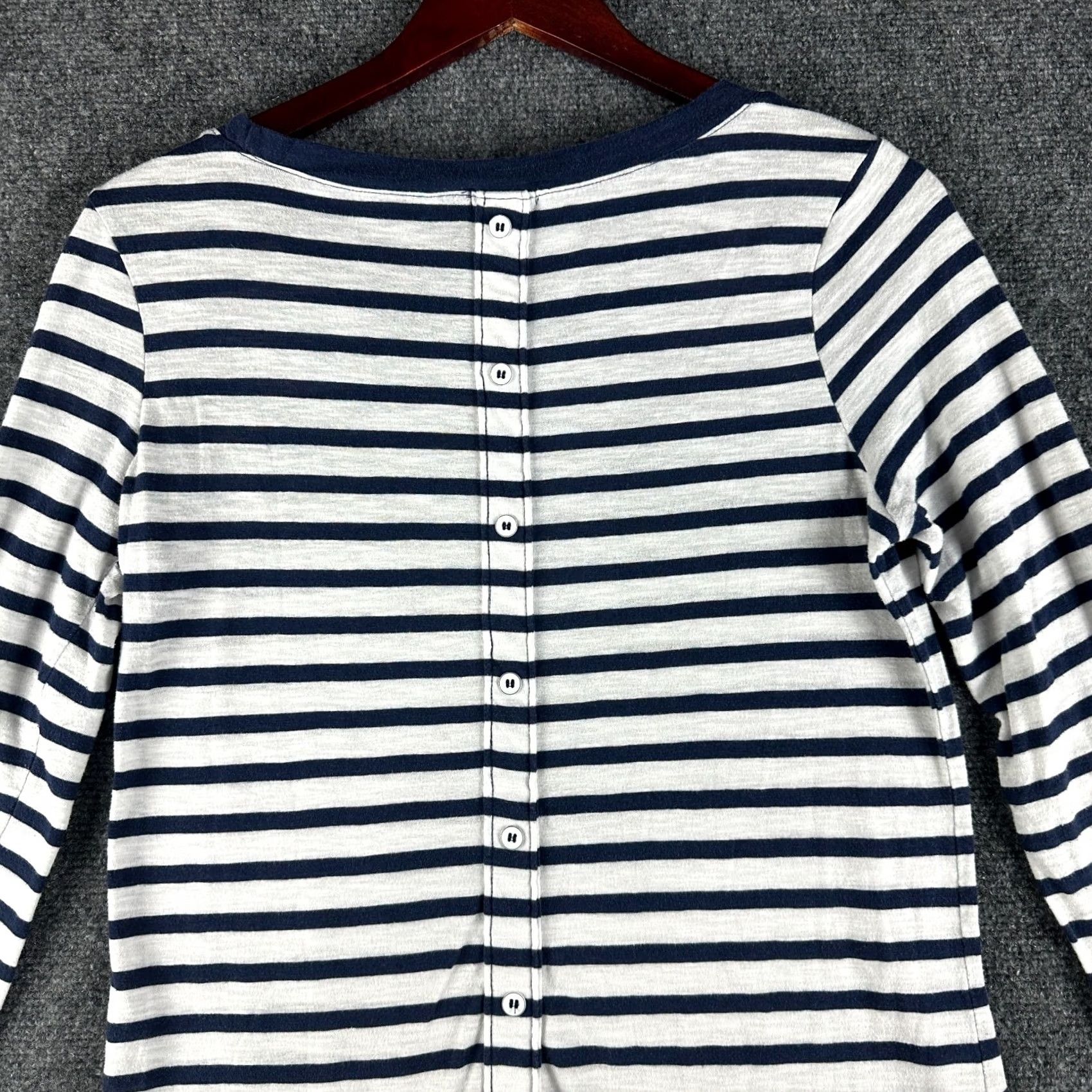 Splendid Splendid Blue Striped Cotton Knit Long Sleeve Tee Pullover Buttons Womens M Size M / US 6-8 / IT 42-44 - 8 Thumbnail