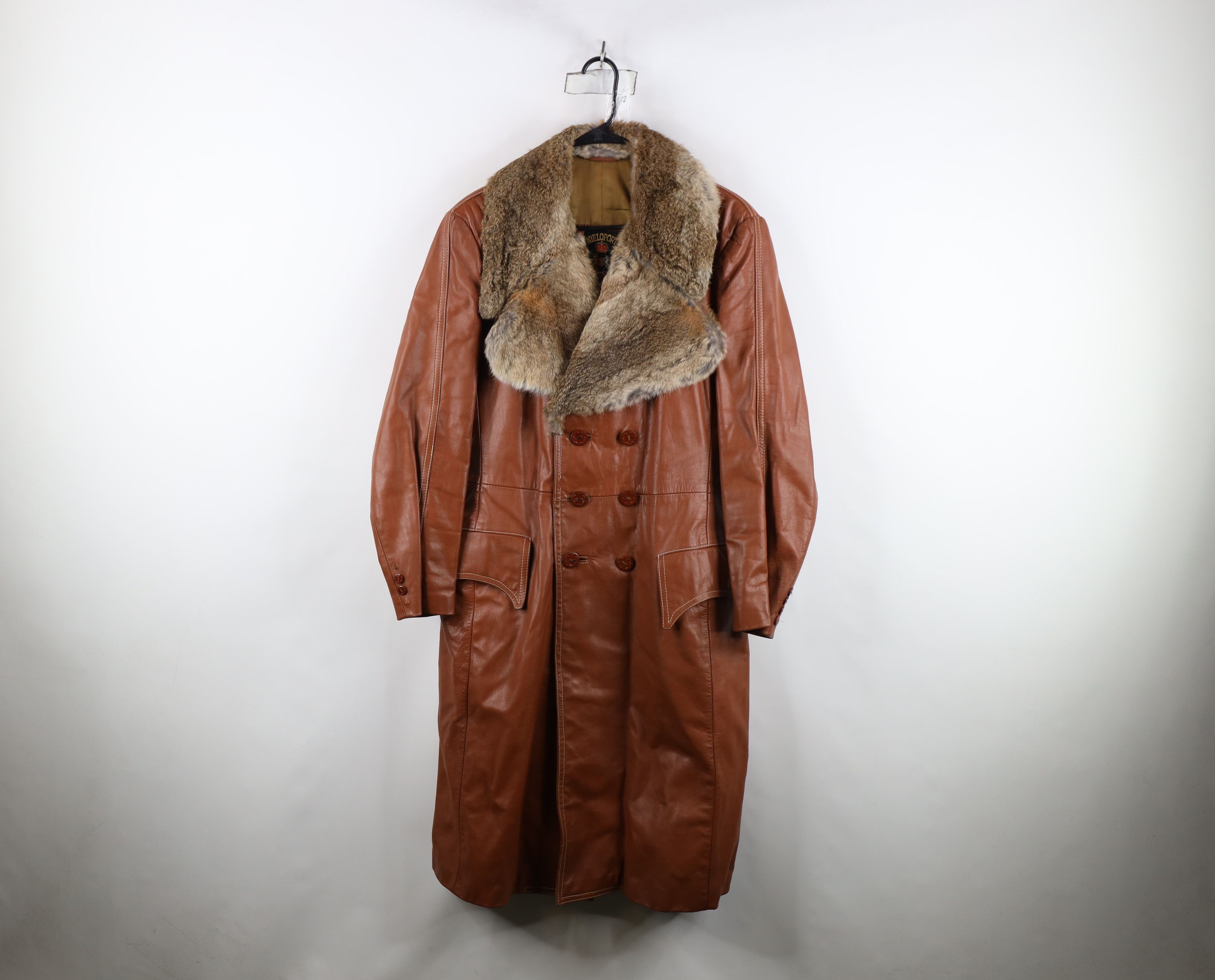 Vintage Vintage 60s 70s Streetwear Trim Leather Trench Coat Jacket Size US XL / EU 56 / 4 - 1 Thumbnail