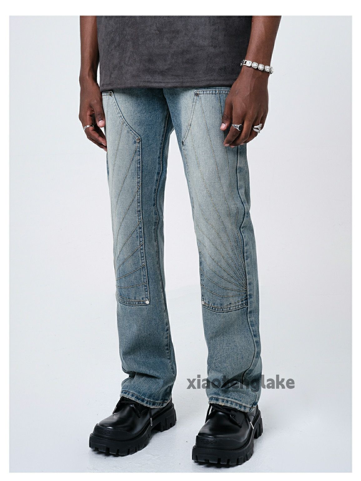 Jean × Vintage washed faded carpenter double knee skate hiphop jeans Size US 28 / EU 44 - 1 Thumbnail