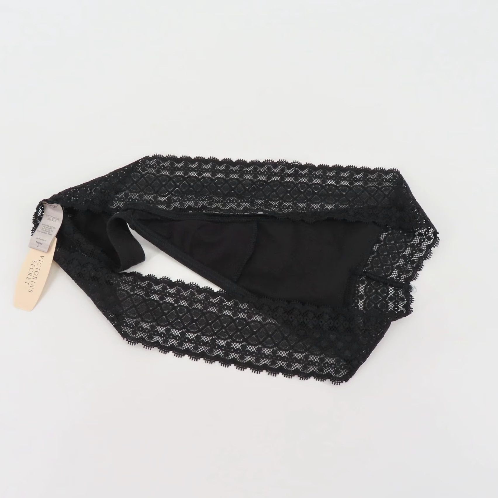 Victoria's Secret Victoria's Secret Women's Large Thong Panty Solid Black Lace Trim NEW User: Victoria's Secret Women's Large Thong Panty Solid Black Lace Trim NEW Size 36" / US 14 / IT 50 - 6 Thumbnail