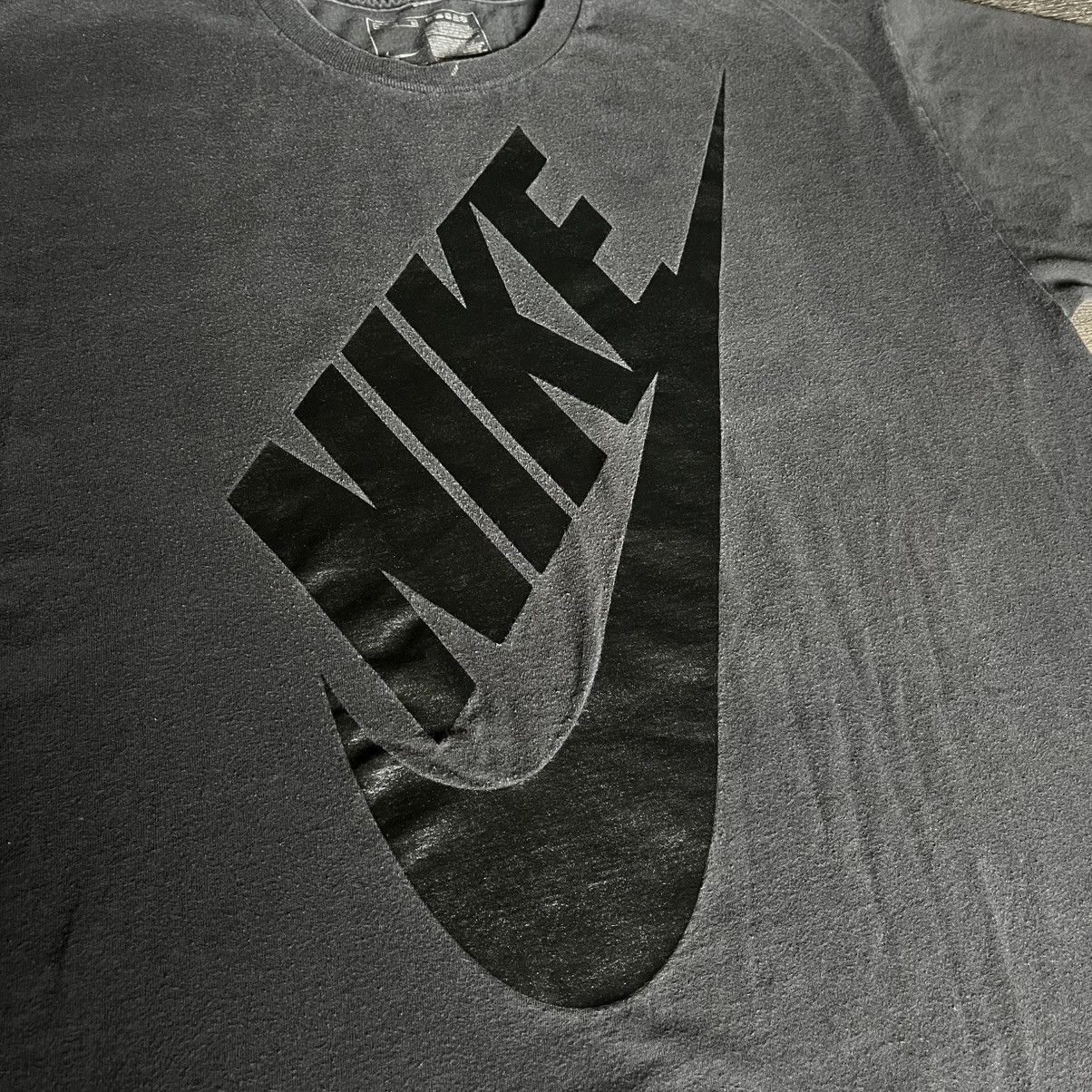Nike × Vintage Vintage 2000s Nike Swoosh Big Logo AOP Black Washed T Shirt Size US XL / EU 56 / 4 - 2 Thumbnail