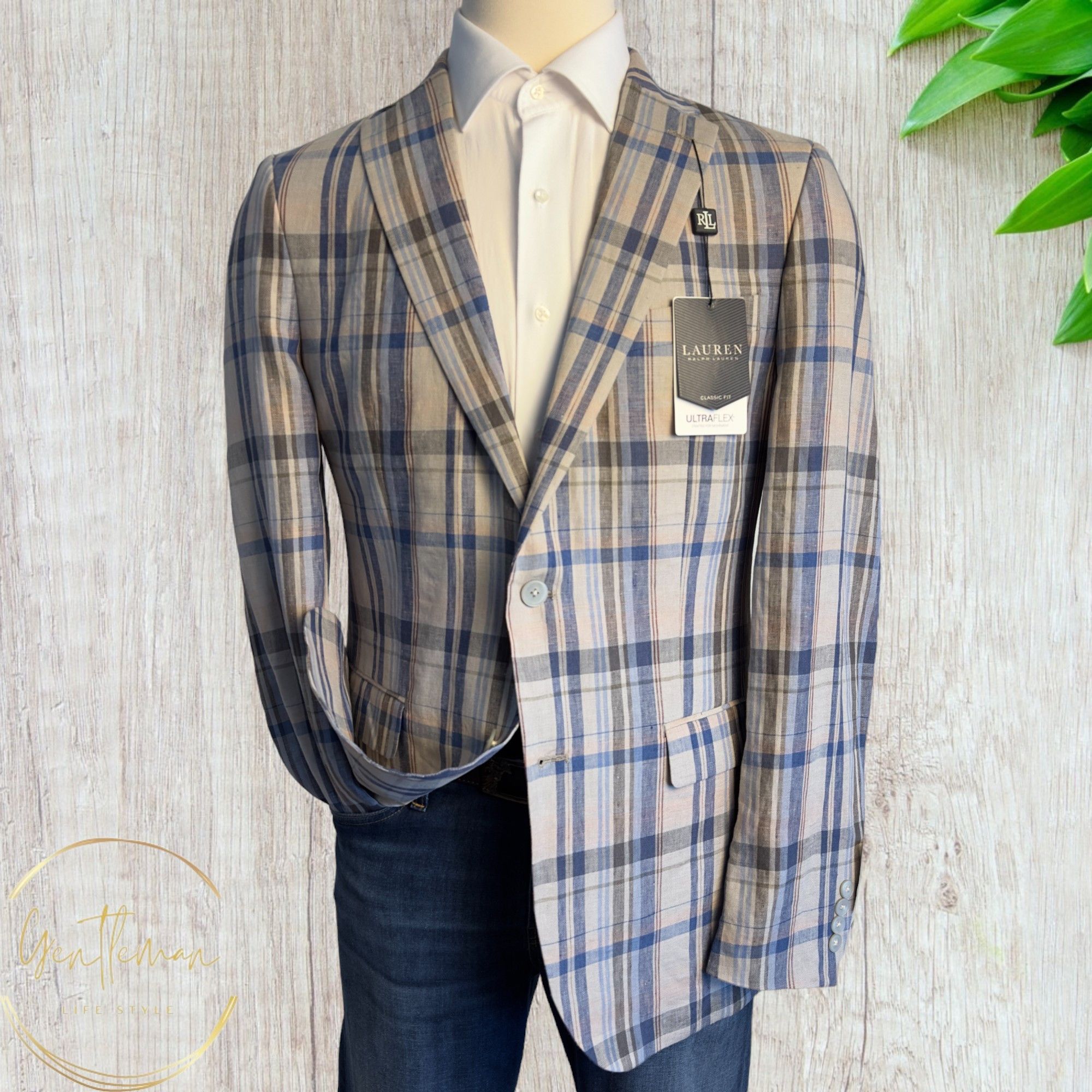 Ralph Lauren RALPH LAUREN Blazer Sport Coat Jacket 44L Linen Plaid Grailed