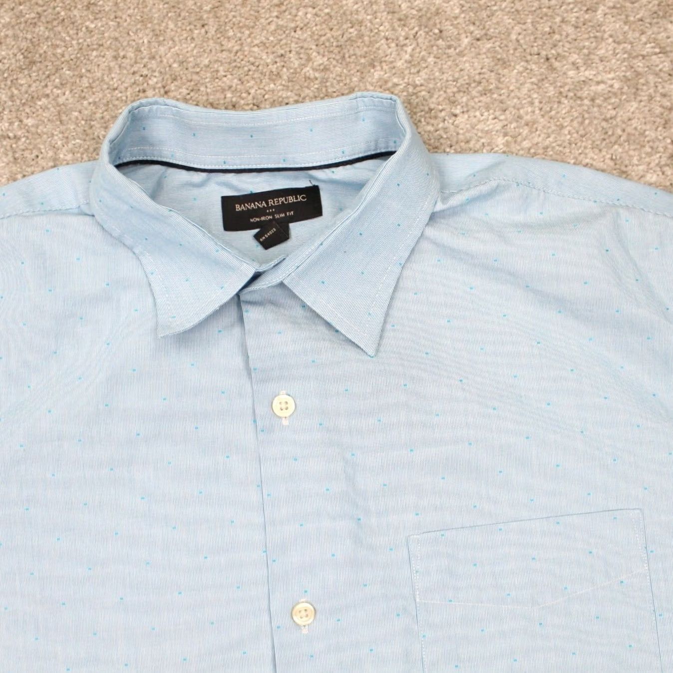 Banana Republic Banana Republic Shirt Men XL 17-17 1/2 35/36 Blue Non-Iron Slim Fit Long Sleeve Button-Up Shirt Size US XL / EU 56 / 4 - 4 Thumbnail