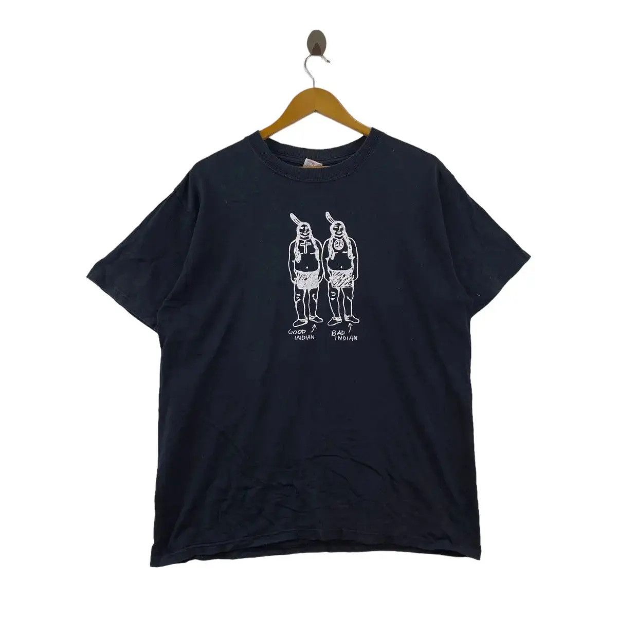 Anvil × Vintage Vintage GOOD INDIAN BAD INDIAN Yes No Parody Tee Shirt Top Size US L / EU 52-54 / 3 - 1 Thumbnail
