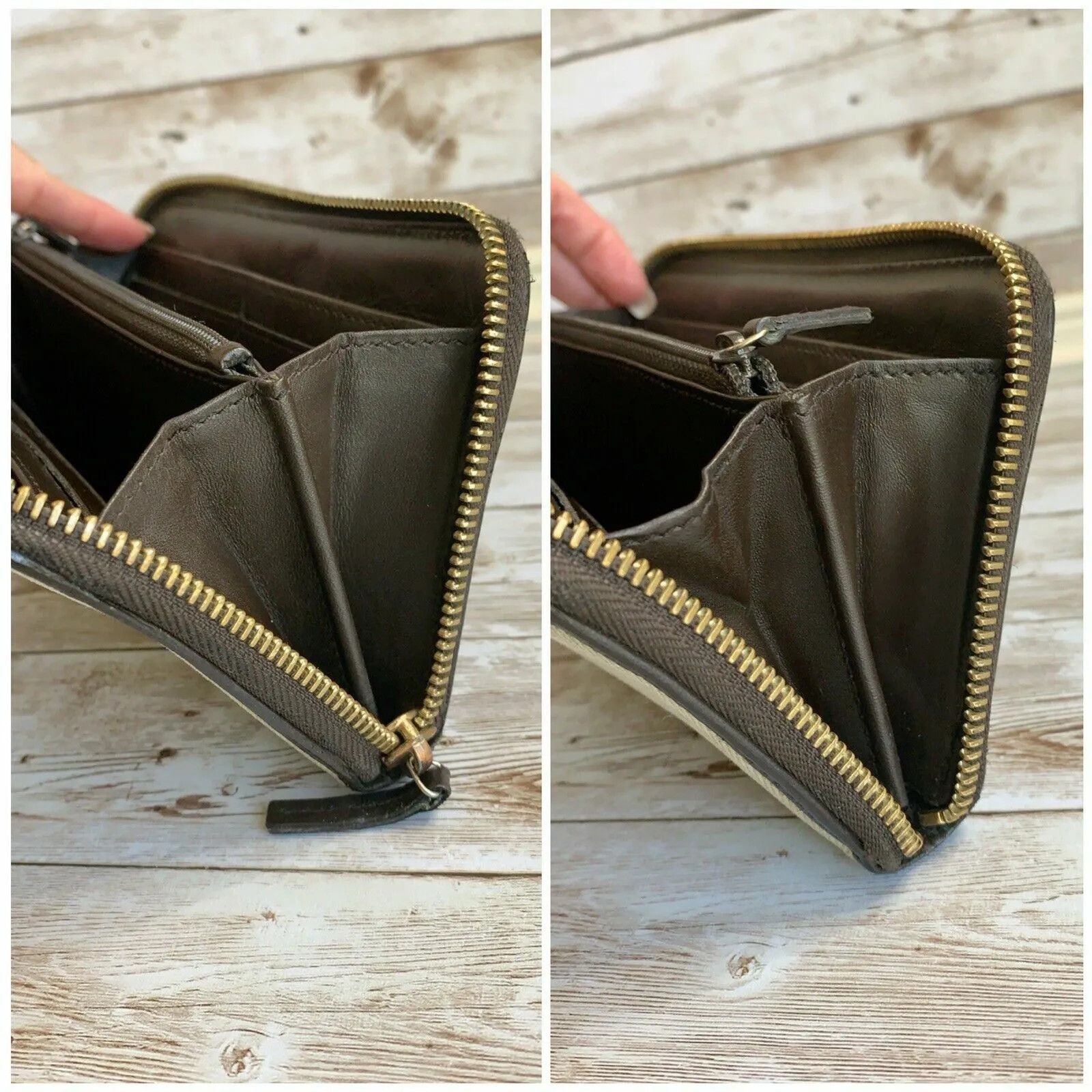 Gucci GUCCI GG Beige Canvas Brown Leather Zippy Long Wallet Size ONE SIZE - 6 Thumbnail