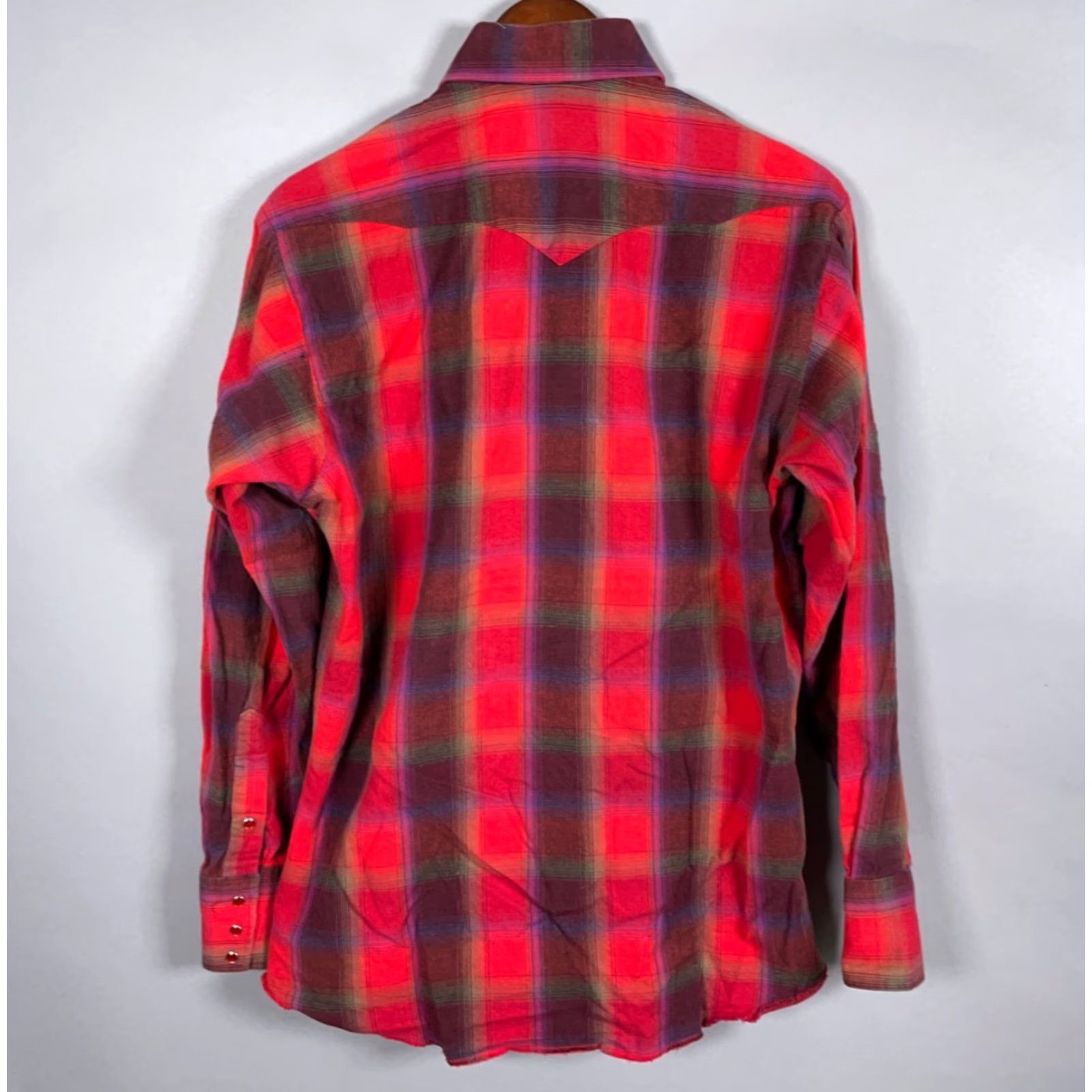 Vintage VINTAGE Panhandle Slim Western Shirt Adult Medium Red Shadow Plaid Cotton Button-Up Fall Winter Mens Size US M / EU 48-50 / 2 - 2 Thumbnail
