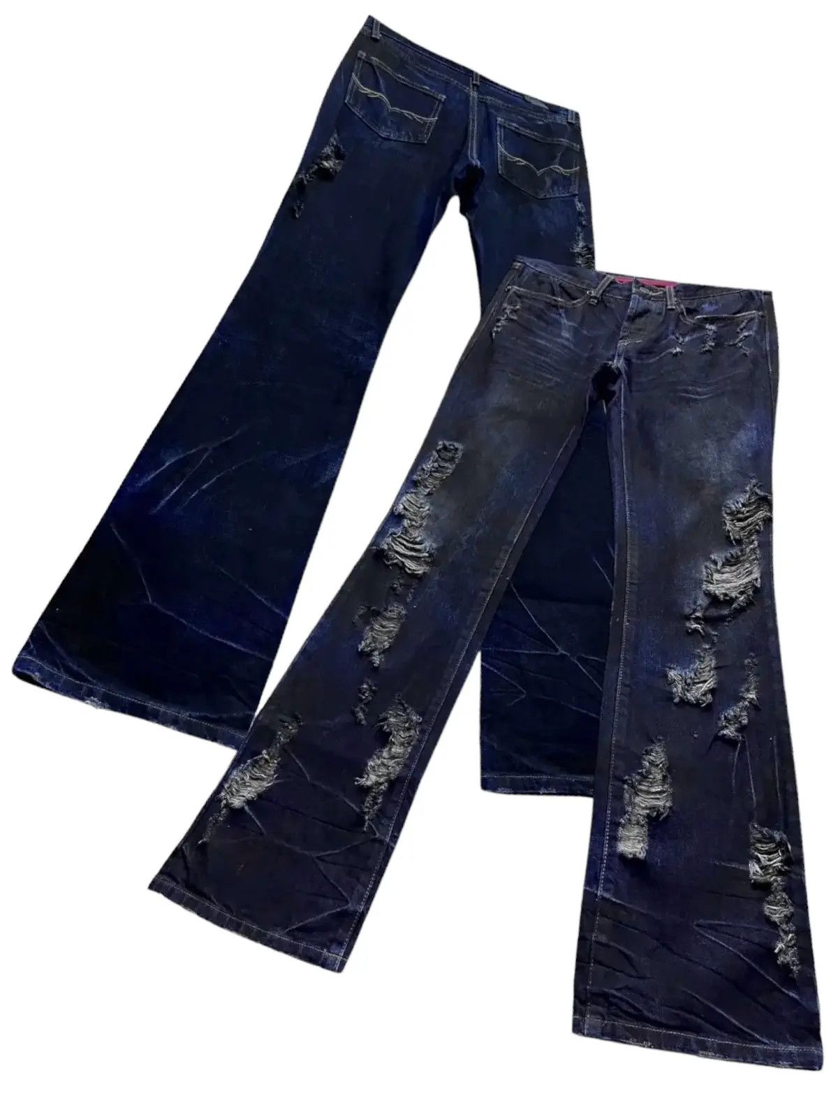 GOSTAR DE FUGA 🔥FUGA Indigo Charcoal Crash Denim Low Rise Skinny FLARE💥 Size US 29 - 1 Thumbnail