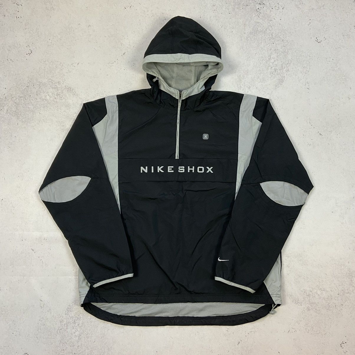 image of Nike Shox Windbreaker Vintage Gorpcore Drill Y2K Jacket in Black, Men's (Size Large)