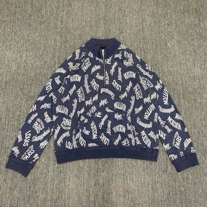 Louis Vuitton Louis Vuitton size 5l Blue Half Zipper Slogan Full Print sw Size US M / EU 48-50 / 2 - 1 Thumbnail