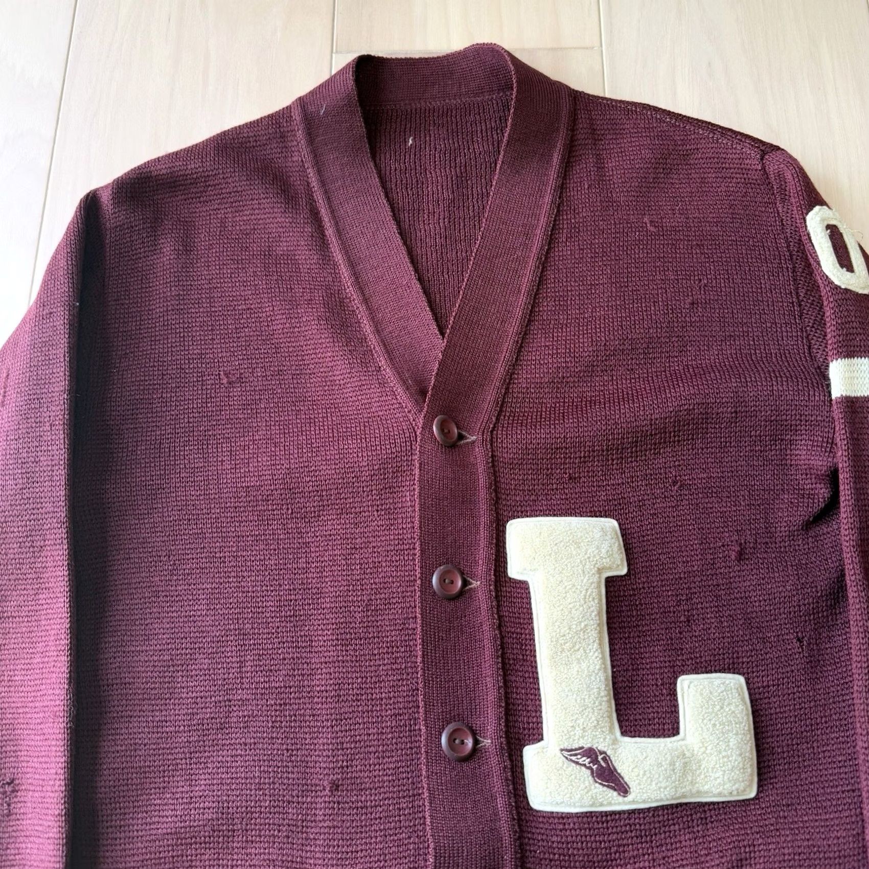 Vintage VINTAGE Letterman Cardigan Small Maroon Wool Sweater 60s Made in USA Mens/Adults Size US S / EU 44-46 / 1 - 3 Thumbnail