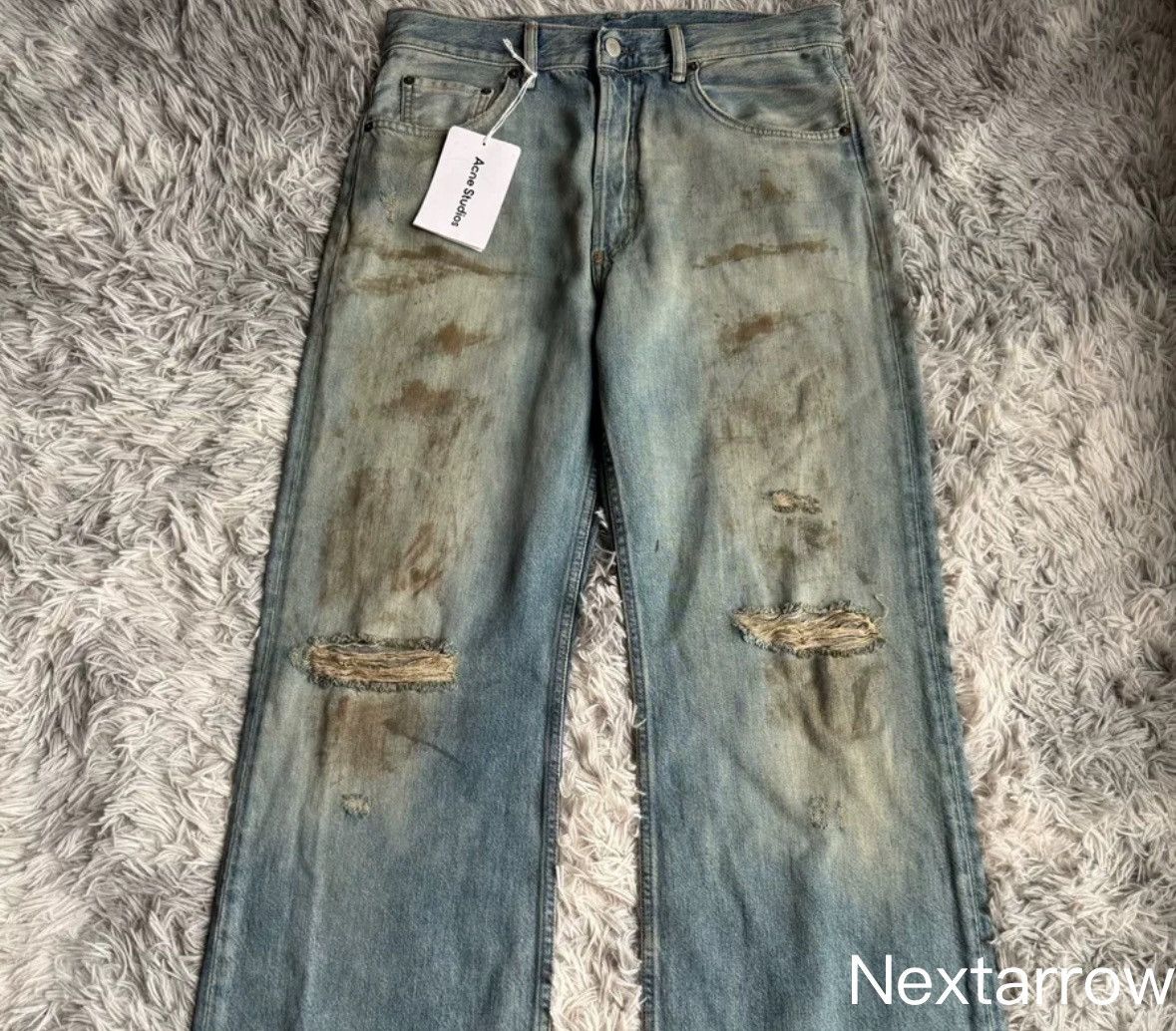 Acne Studios Acne Studios 2021M Mud dyed distressed jeans 2412-Nextarrow Size US 31 - 1 Thumbnail