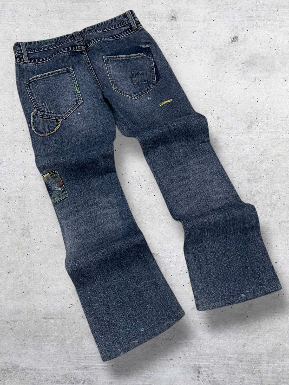 Hysteric Glamour VINTAGE BACK NUMBER JAPAN DESIGNER OG FLARED PATCHWORK DENIM Size US 30 / EU 46 - 11 Thumbnail