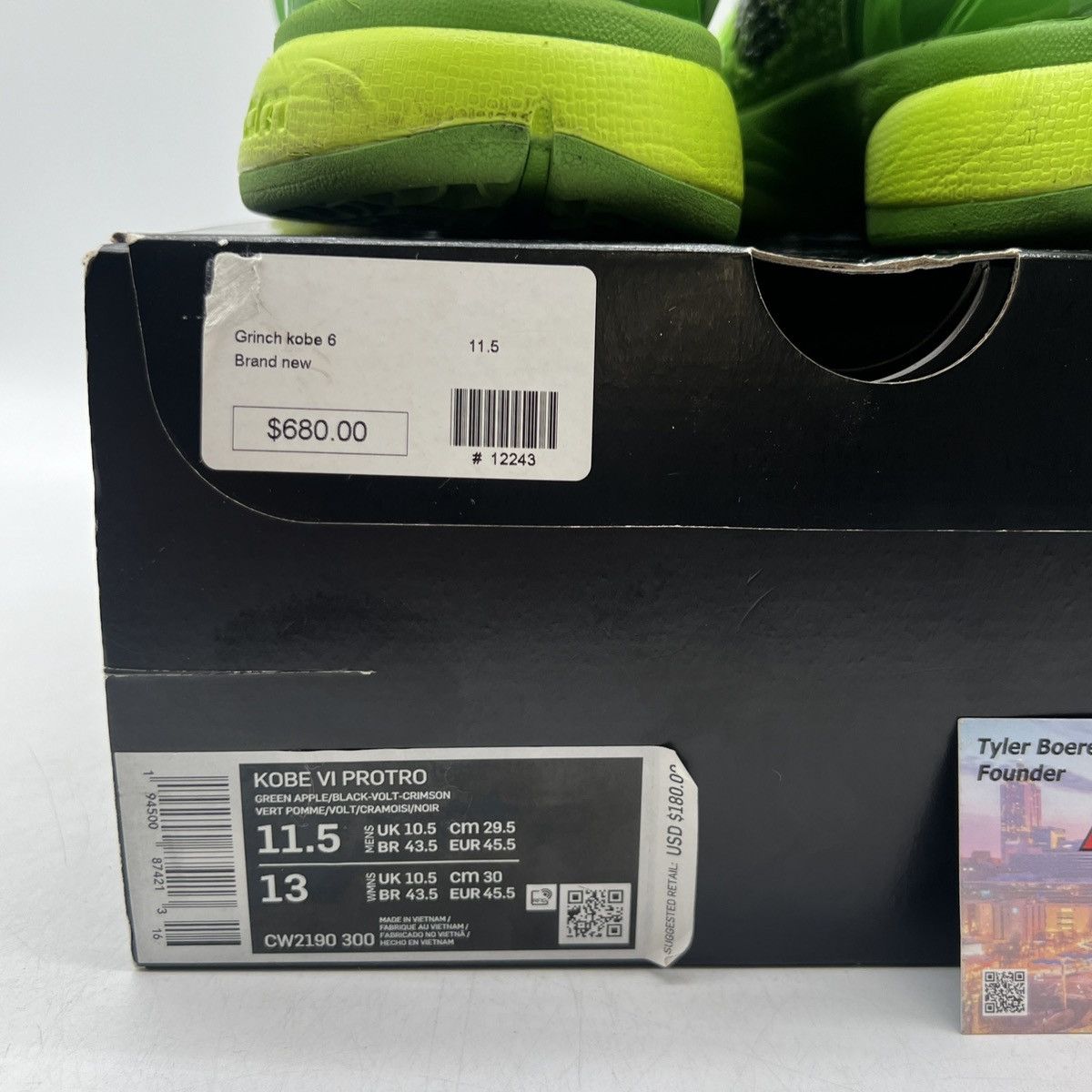 Nike Zoom Kobe 6 protro grinch Size US 11.5 / EU 44-45 - 6 Thumbnail