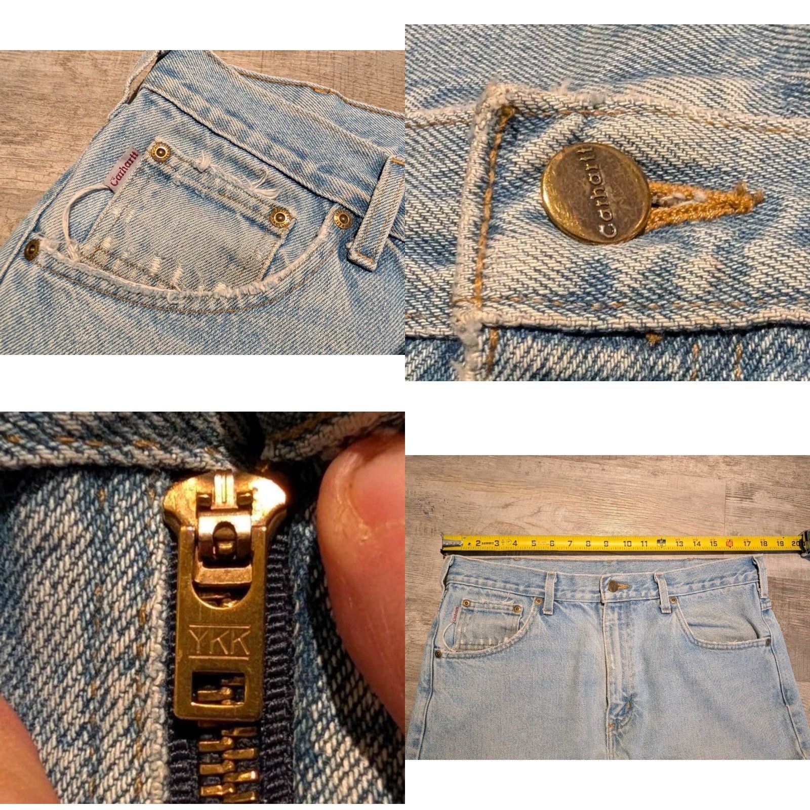 Carhartt Carhartt Jeans Mens 36x32 31" Actual Light Wash Denim 5-Pocket Logo Workwear Regular Fit Blue (B180 STW) Size US 36 / EU 52 - 8 Thumbnail