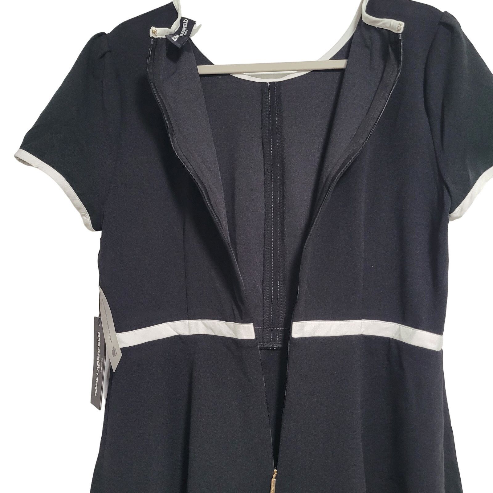 Karl Lagerfeld NWT Karl Lagerfeld Black White Crepe A-Line Dress Size 12 Size XL / US 12-14 / IT 48-50 - 6 Thumbnail