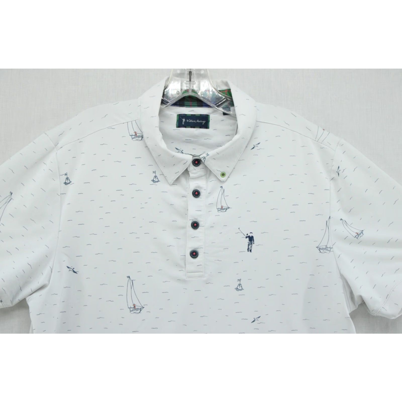 Vintage William Murray Golf Polo Shirt Men's L White Sail Boats Performance 4 Button Size US L / EU 52-54 / 3 - 2 Thumbnail