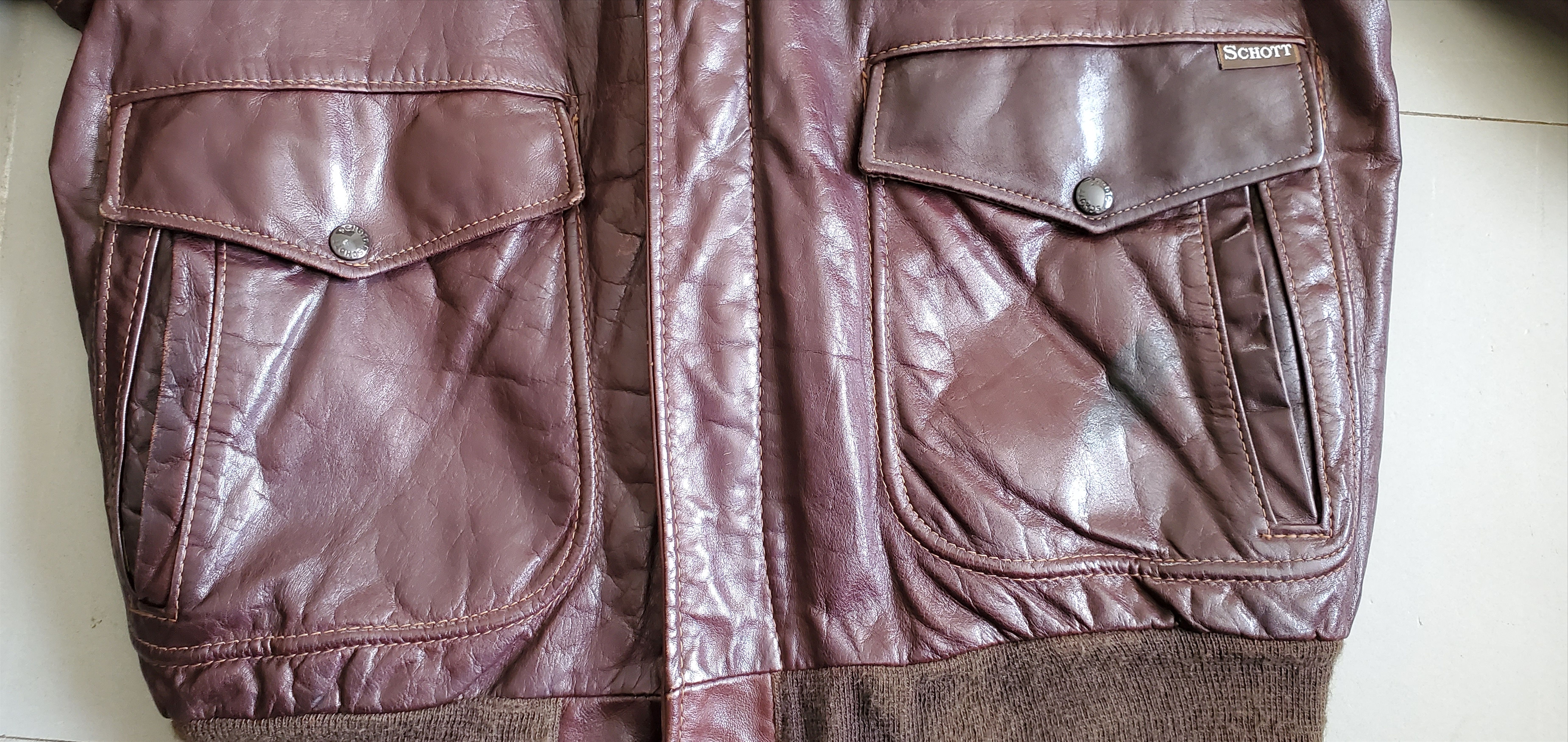 Schott SCHOTT 184SM Brown Cowhide Leather Cockpit Jacket Size US XS / EU 42 / 0 - 3 Thumbnail