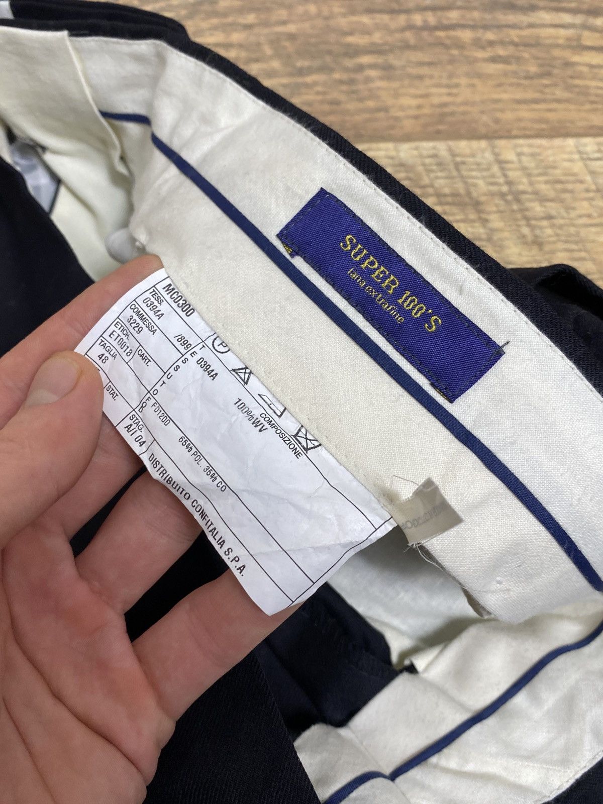 Vintage Italian Wool Super 100’s Navy Trousers Cuffed Dress Pants Size US 34 / EU 50 - 5 Thumbnail
