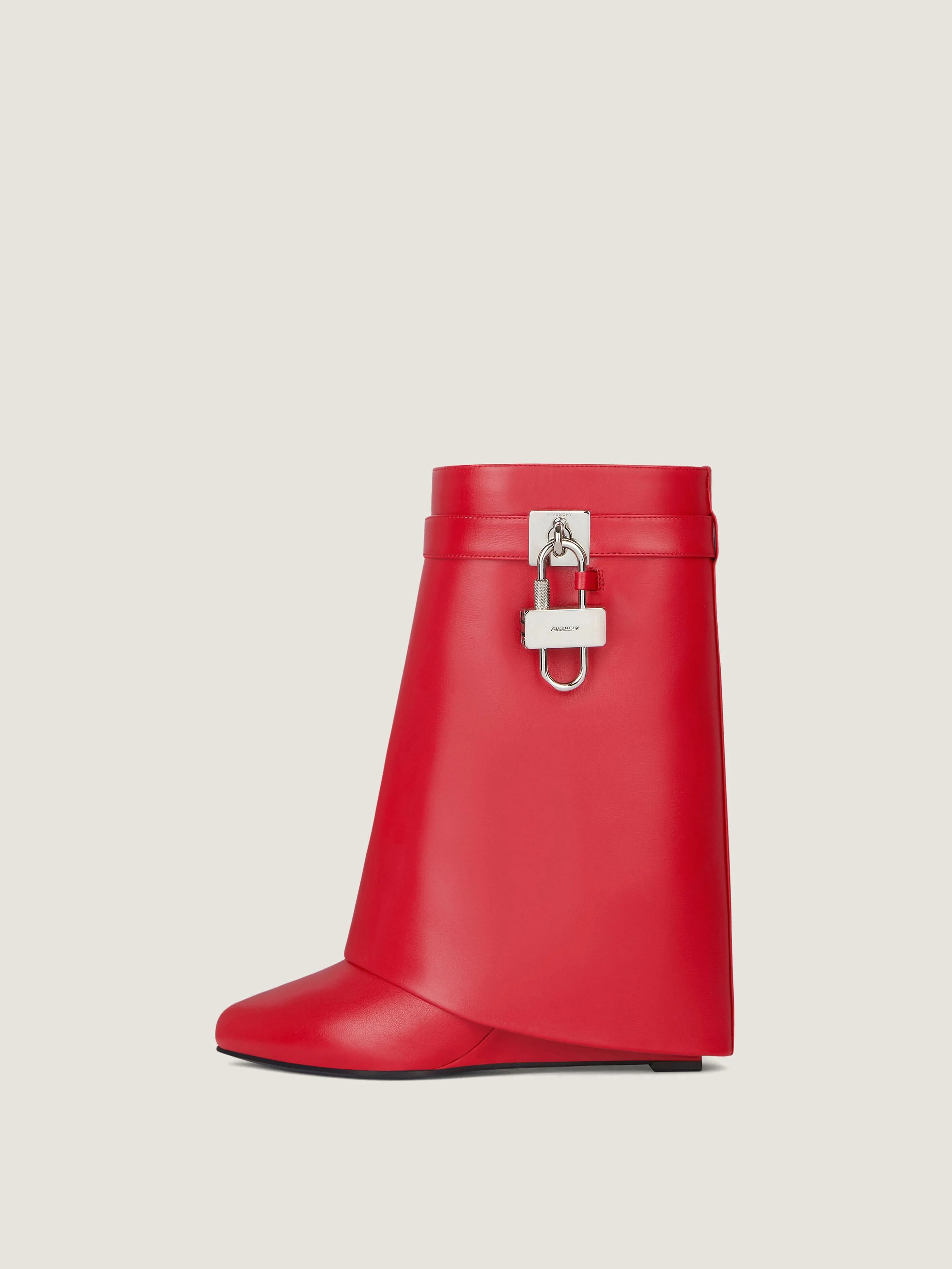 Givenchy o1w1db10326 Shark Lock 90mm Ankle Boots in Red Size US 7.5 / IT 37.5 - 2 Thumbnail