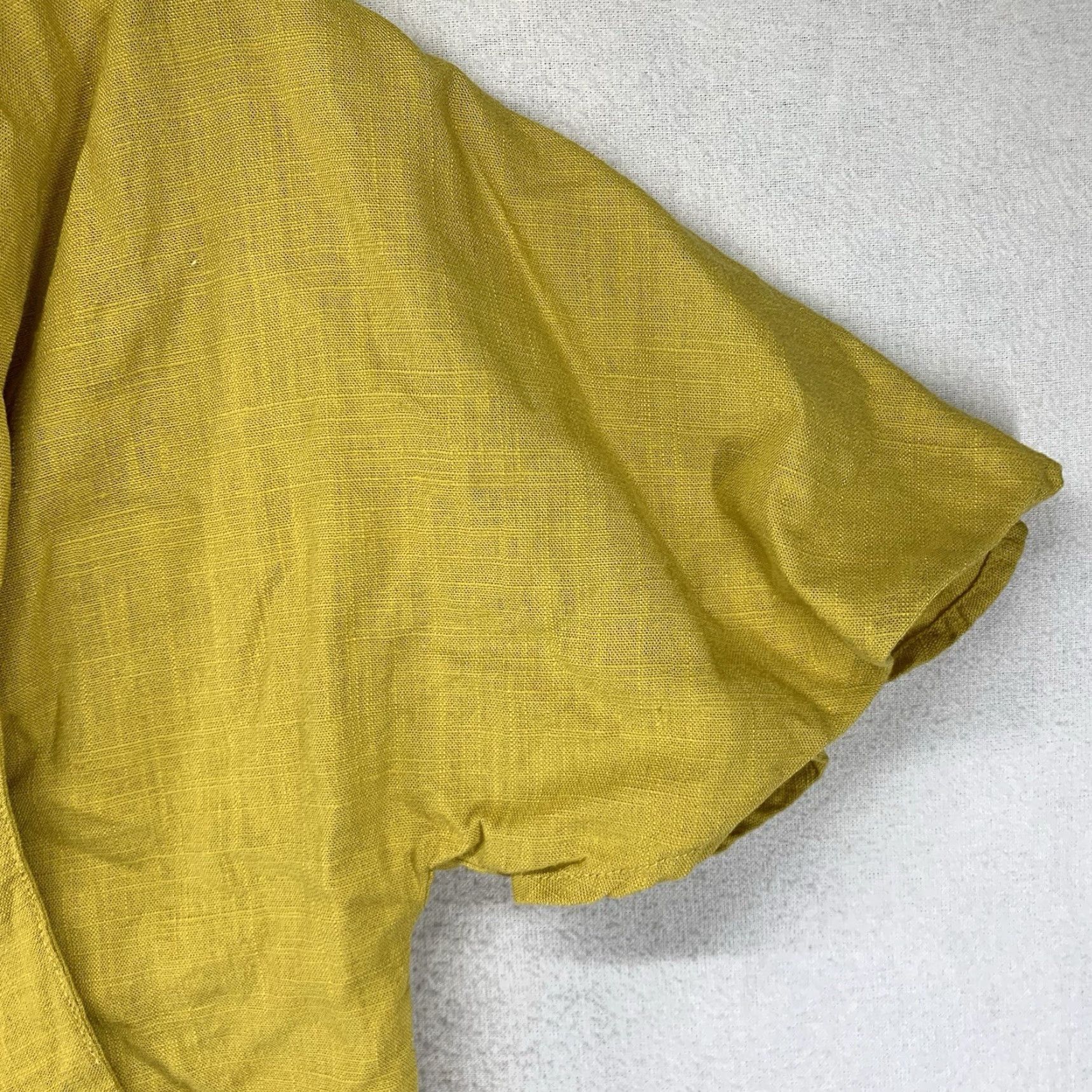 Vintage Love Riche Cropped Blouse Women Small Mustard Yellow V-Neck Cap Sleeve Casual Bohemian Size S / US 4 / IT 40 - 7 Thumbnail