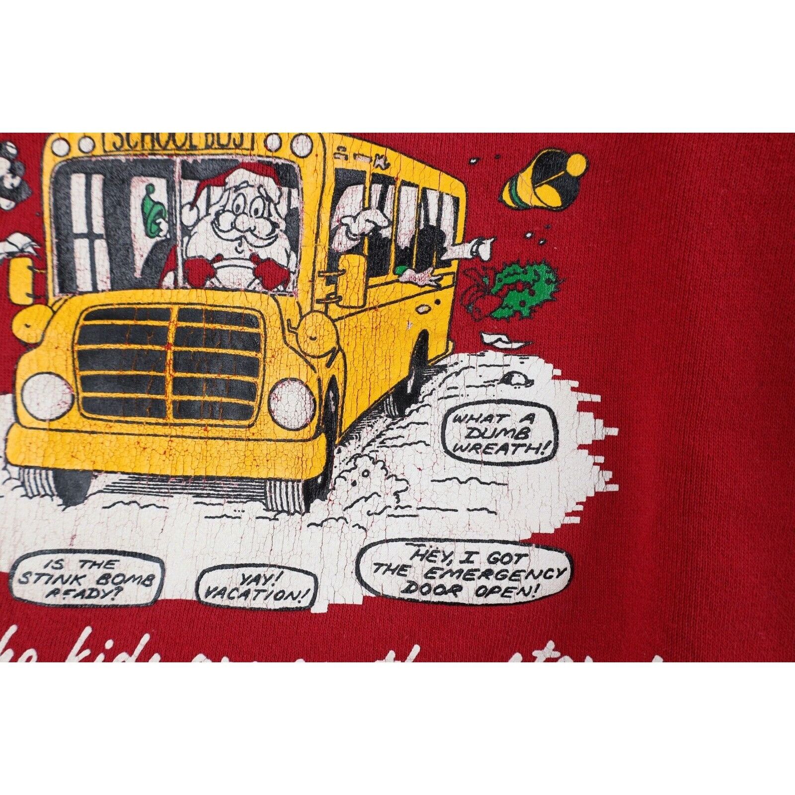 Vintage Vintage 90s Streetwear Faded Christmas School Bus Sweatshirt Size XXL / US 16-18 / IT 52-54 - 7 Thumbnail