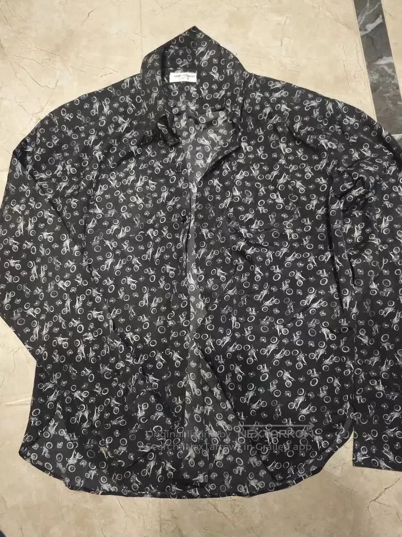 Saint Laurent Paris SLP Saint Laurent Silk Moto Shirt. Size US S / EU 44-46 / 1 - 1 Thumbnail