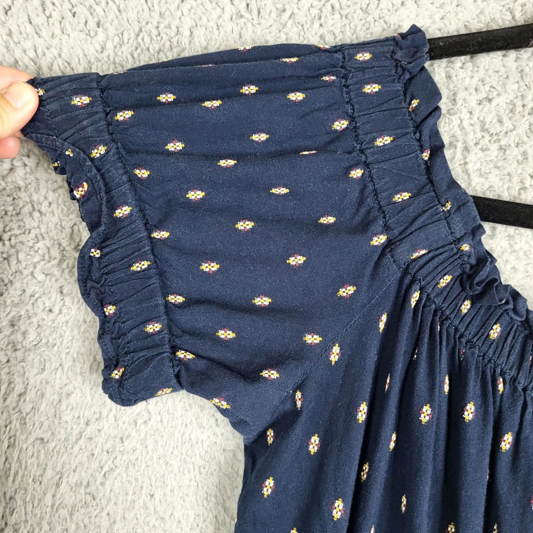 Anthropologie Anthropologie Findley Off-The-Shoulder Navy Blue Jumpsuit Women M Regular Size Size 32" / US 10 / IT 46 - 3 Thumbnail