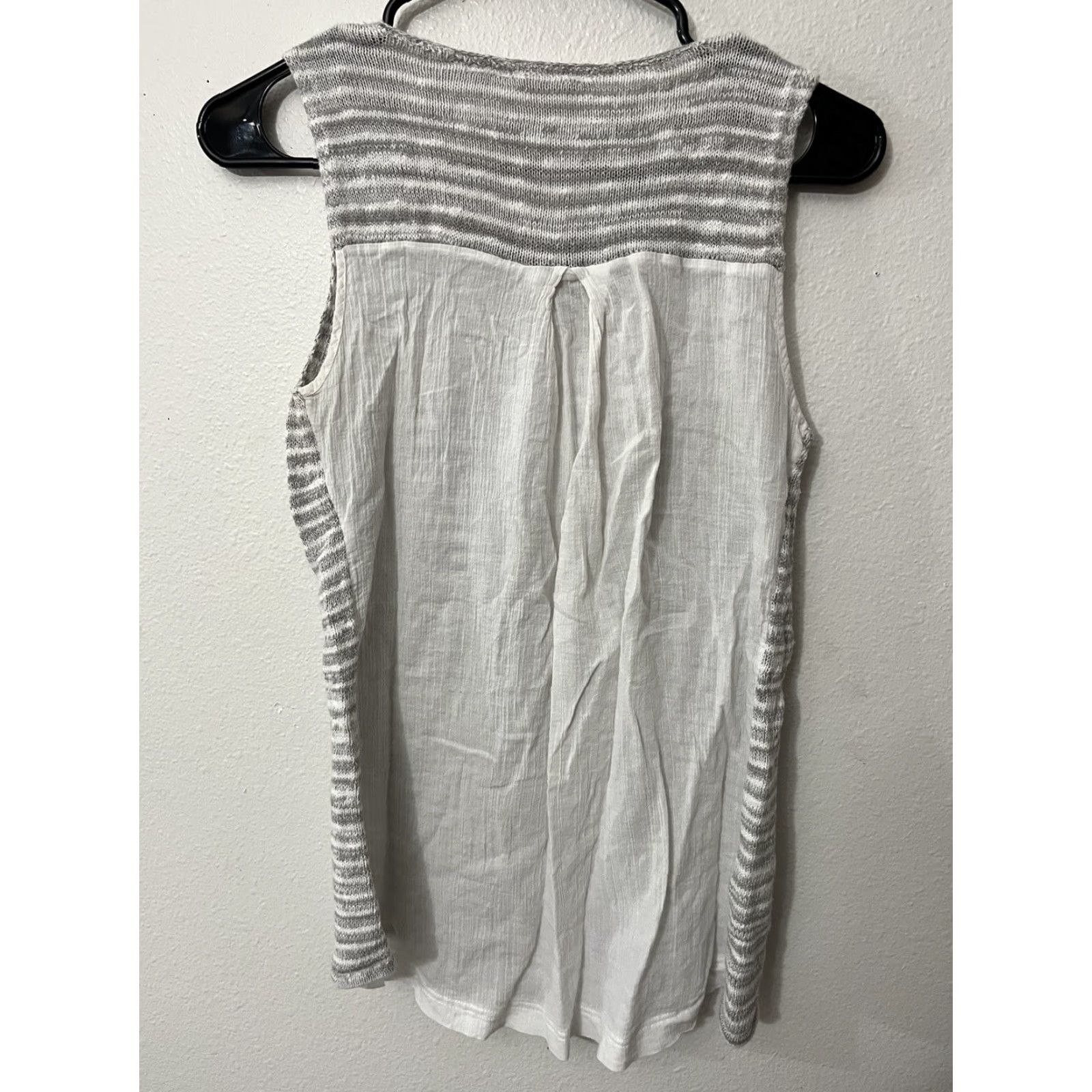 Lucky Brand Lucky Brand Tank Womens Striped Slub Knit Sleeveless Tunic Size S Gray Beach Open Knit Cotton Blend Size S / US 4 / IT 40 - 3 Thumbnail