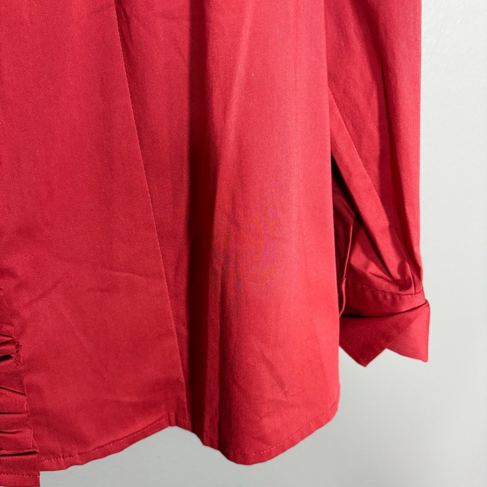 Other Apostrophe Rust Red Romantic Preppy Ruffle Button Up Top Size XXL / US 16-18 / IT 52-54 - 3 Thumbnail