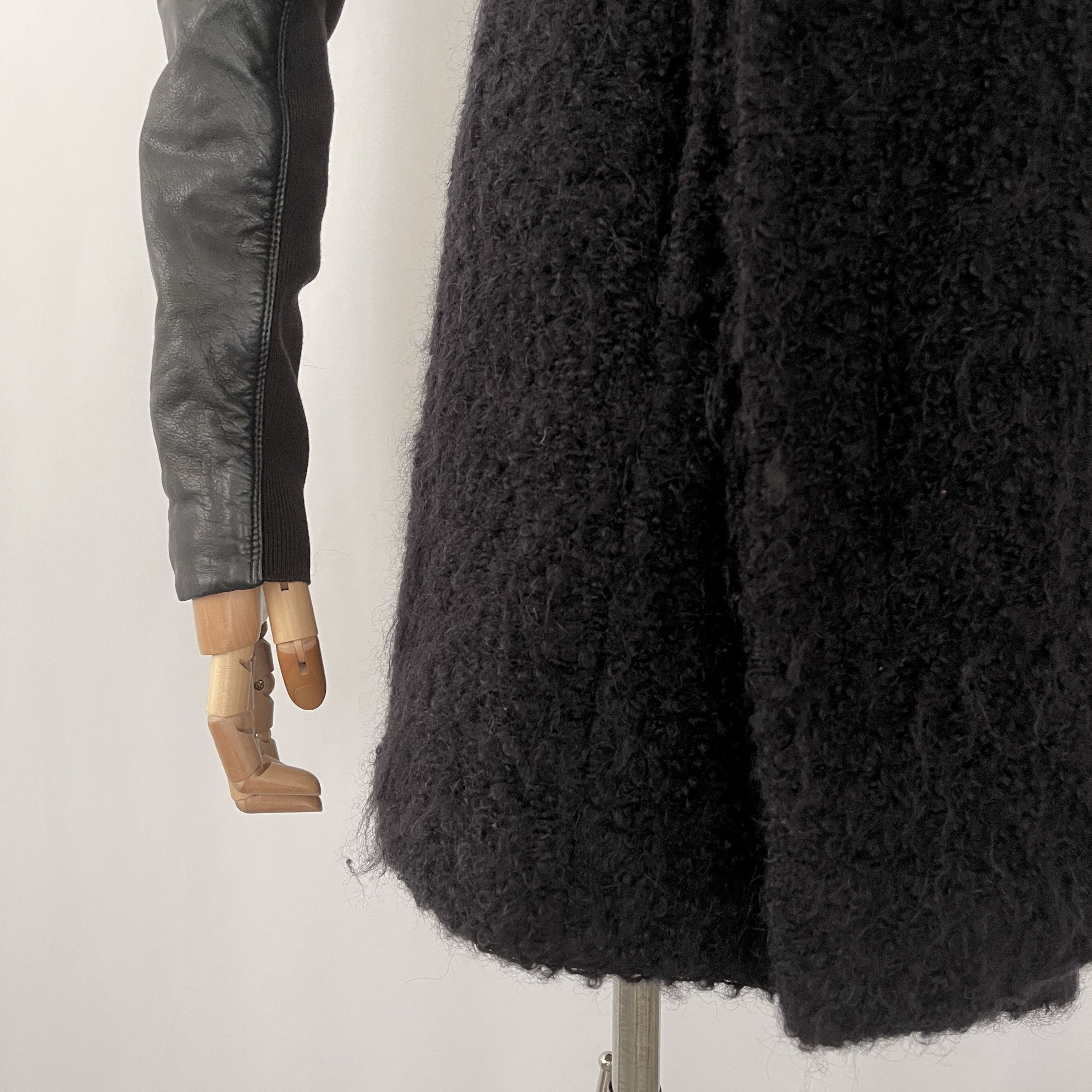 Rick Owens RICK OWENS Black Wool and Leather Coat size 40 Size S / US 4 / IT 40 - 3 Thumbnail