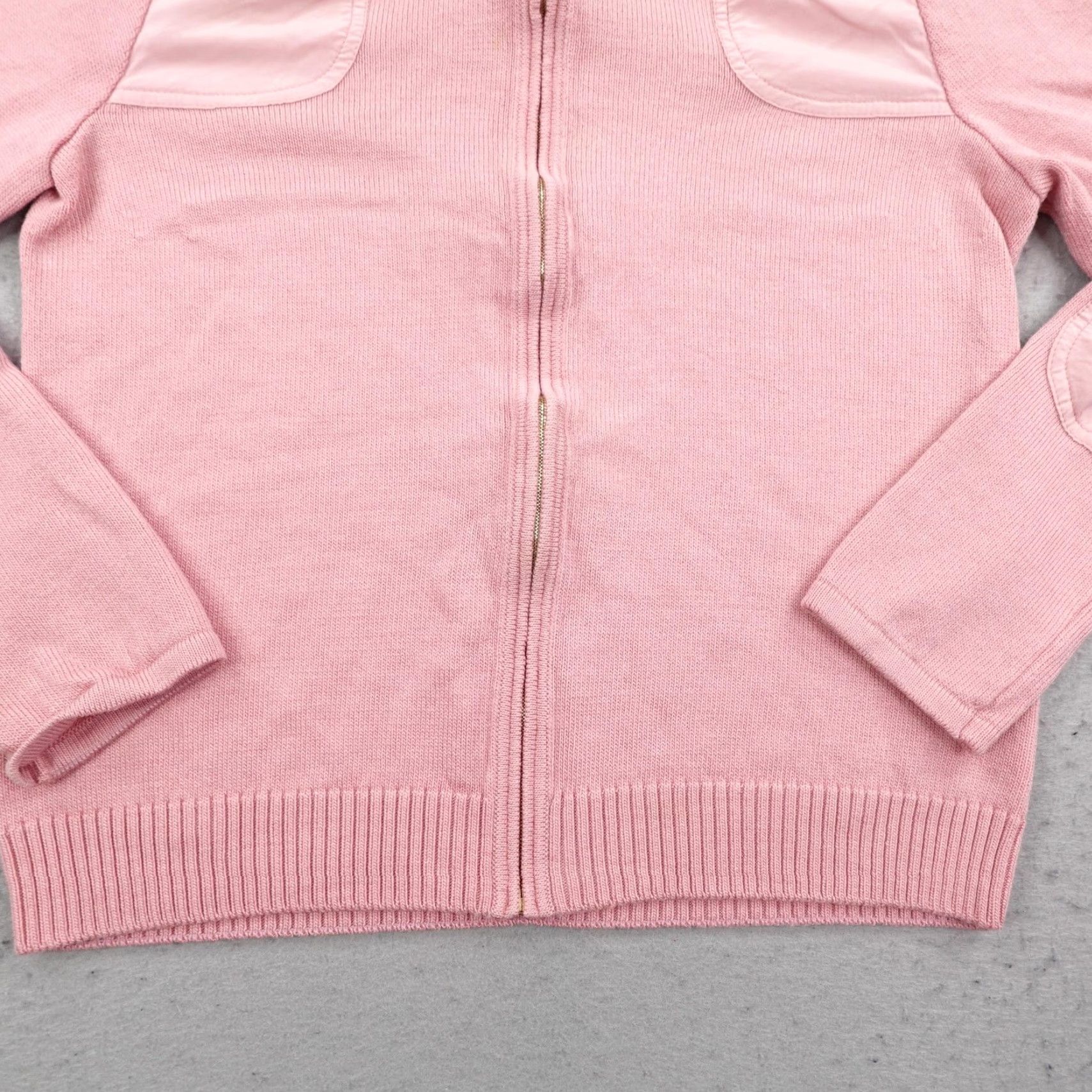 St. John St John Sweater Womens Small Pink Wool Blend Zip Jacket Elbow Patches Cardigan Size S / US 4 / IT 40 - 3 Thumbnail