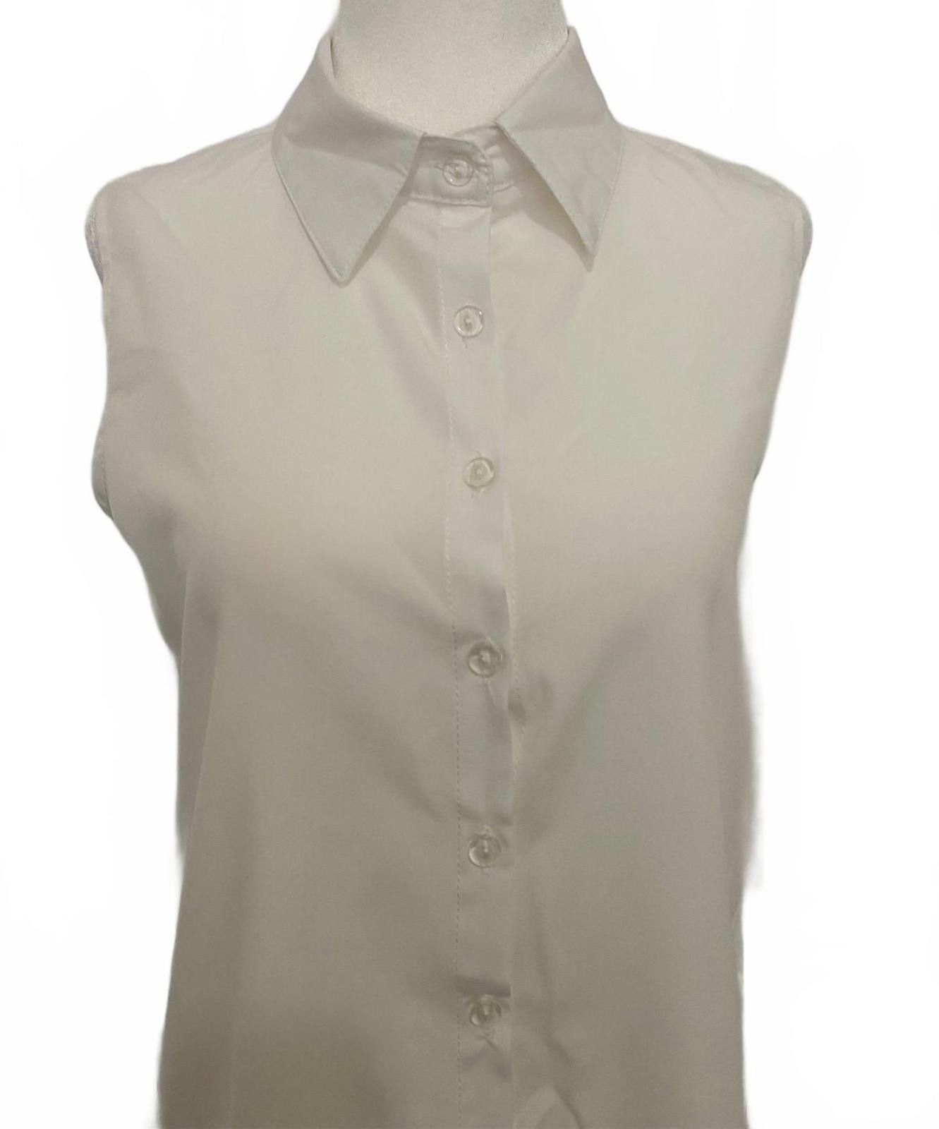The Unbranded Brand Unbranded Breezy Collar Sleeveless Shirt in White (No Tags) Size S / US 4 / IT 40 - 2 Thumbnail