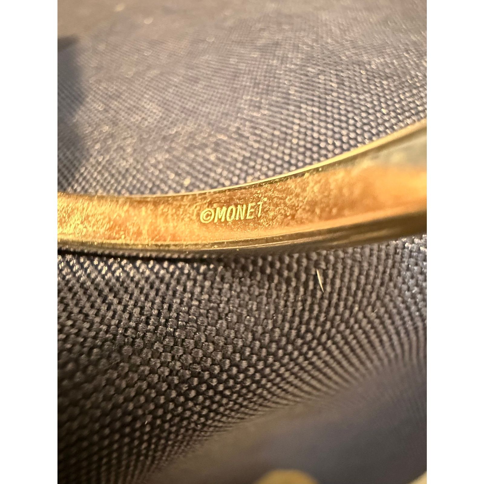 Other Vintage Signed Monet Silver Tone Etched Bangle Bracelet Size ONE SIZE - 2 Thumbnail