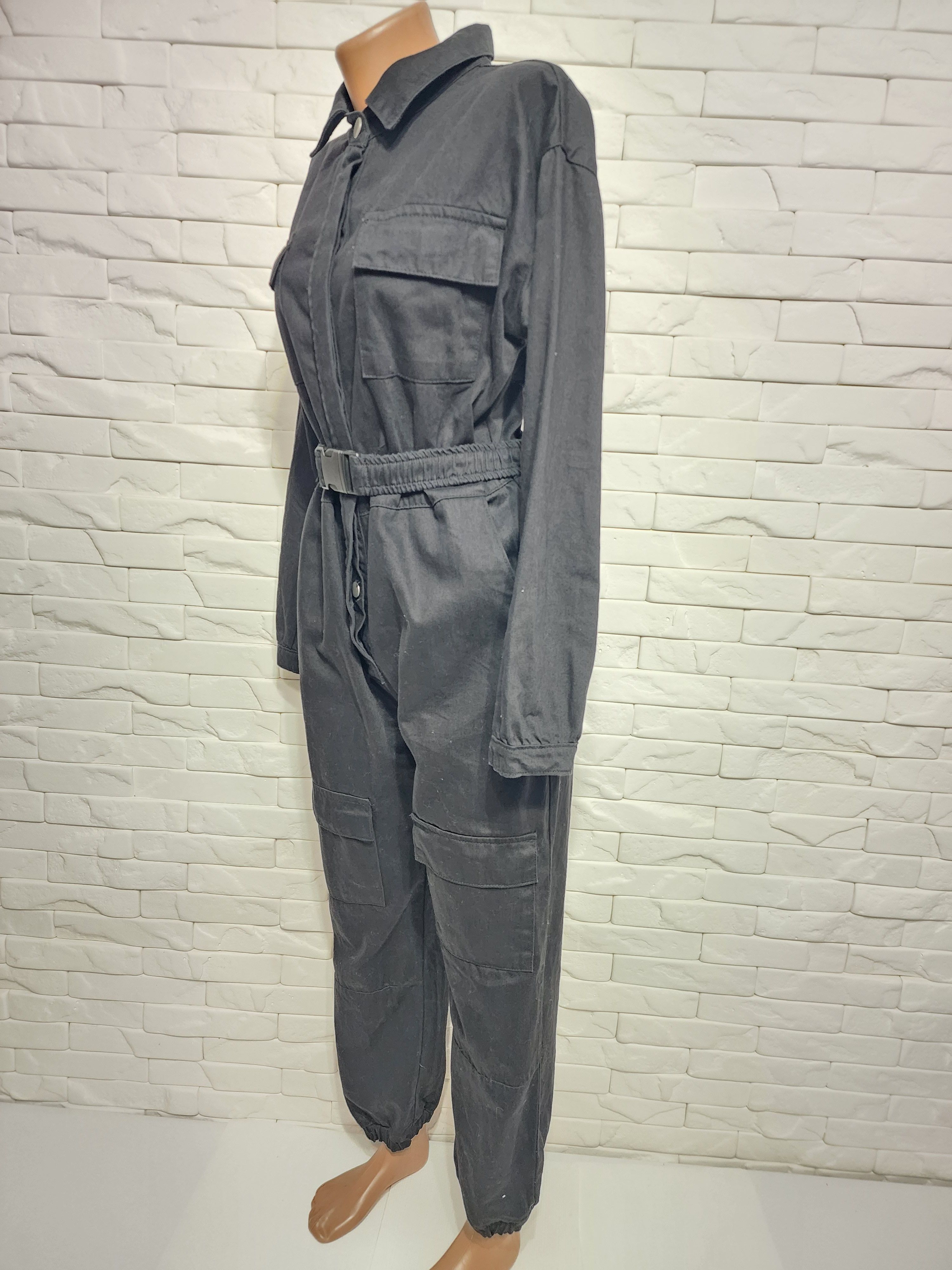 Denim & Co. Women's black jumpsuit made of reliable denim. Size 34" / US 12 / IT 48 - 2 Thumbnail
