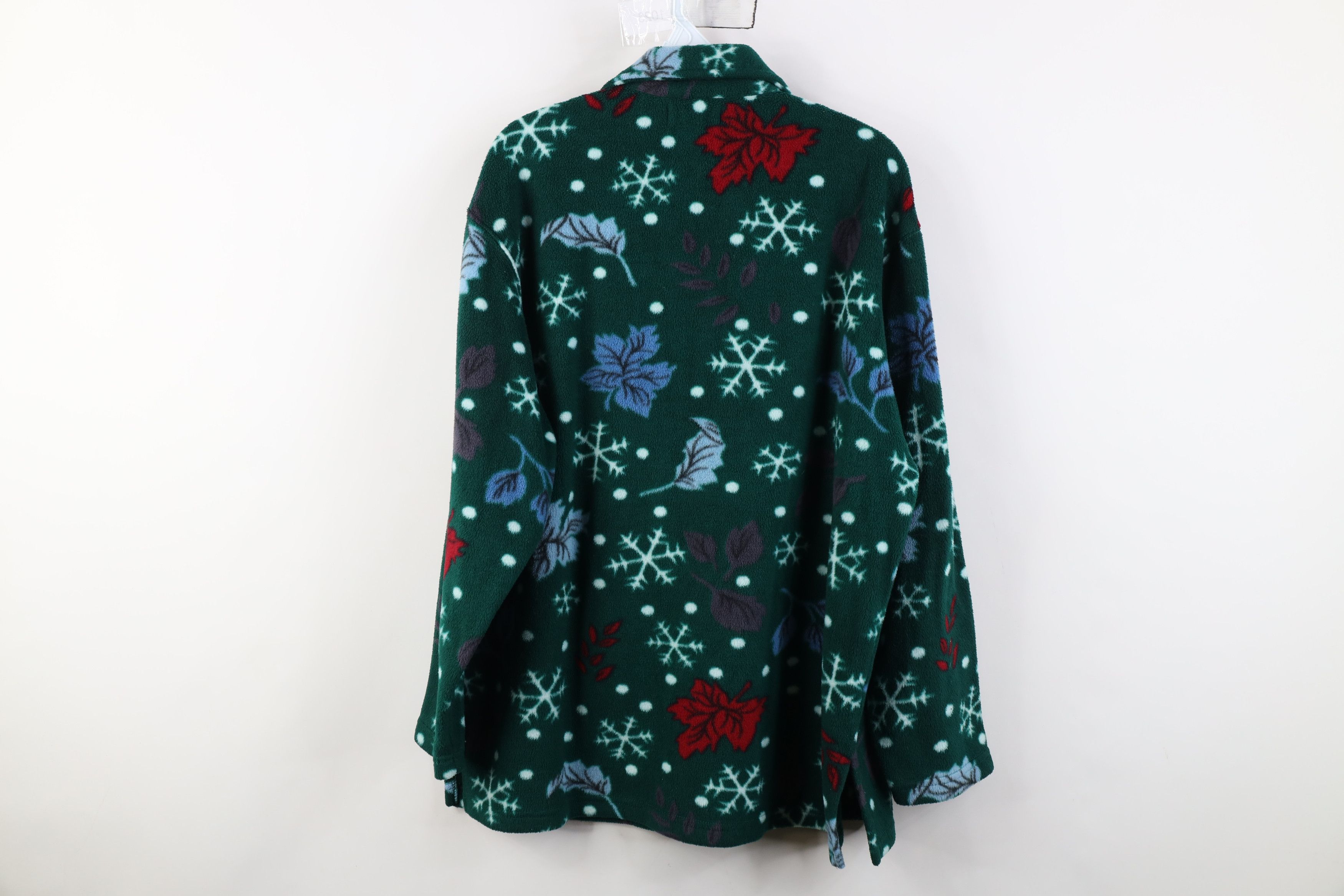 Vintage Vintage 90s Streetwear Leaf All Over Print Fleece Sweater Size L / US 10 / IT 46 - 9 Thumbnail