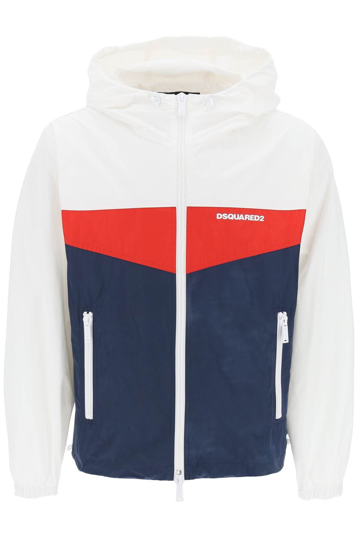 image of Dsquared2 Color Block Windbreaker Jacket in Navy Blue, Men's (Size XL)