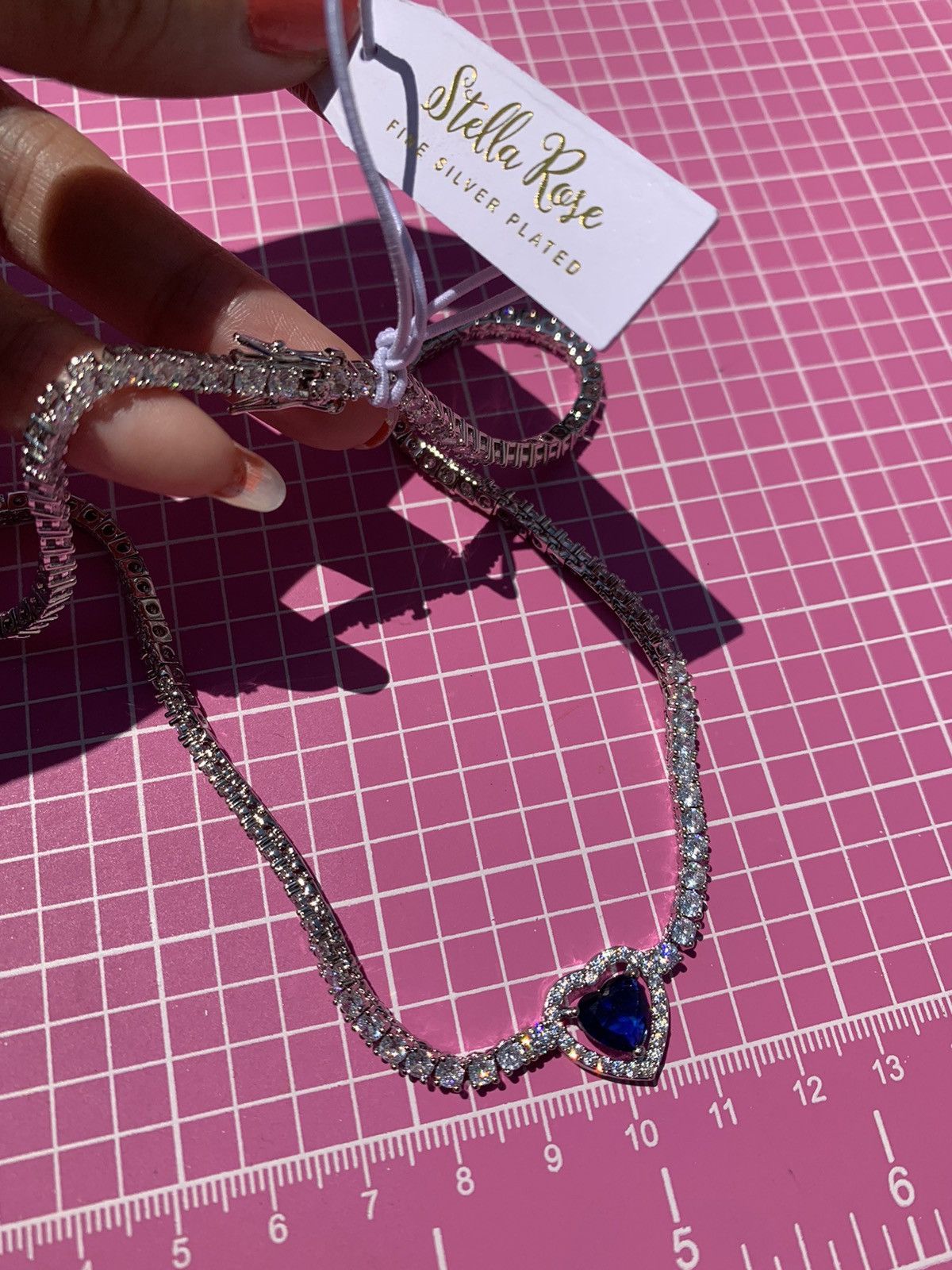 Designer Stella Rose FINE SILVER PLATED diamond paved Tennis necklace Size ONE SIZE - 6 Thumbnail