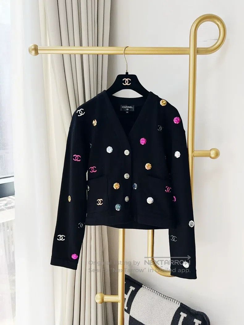 Chanel Chanel 21K black colourful gemstone button long-sleeved sh Size XXS / US 00 / IT 34 - 1 Thumbnail